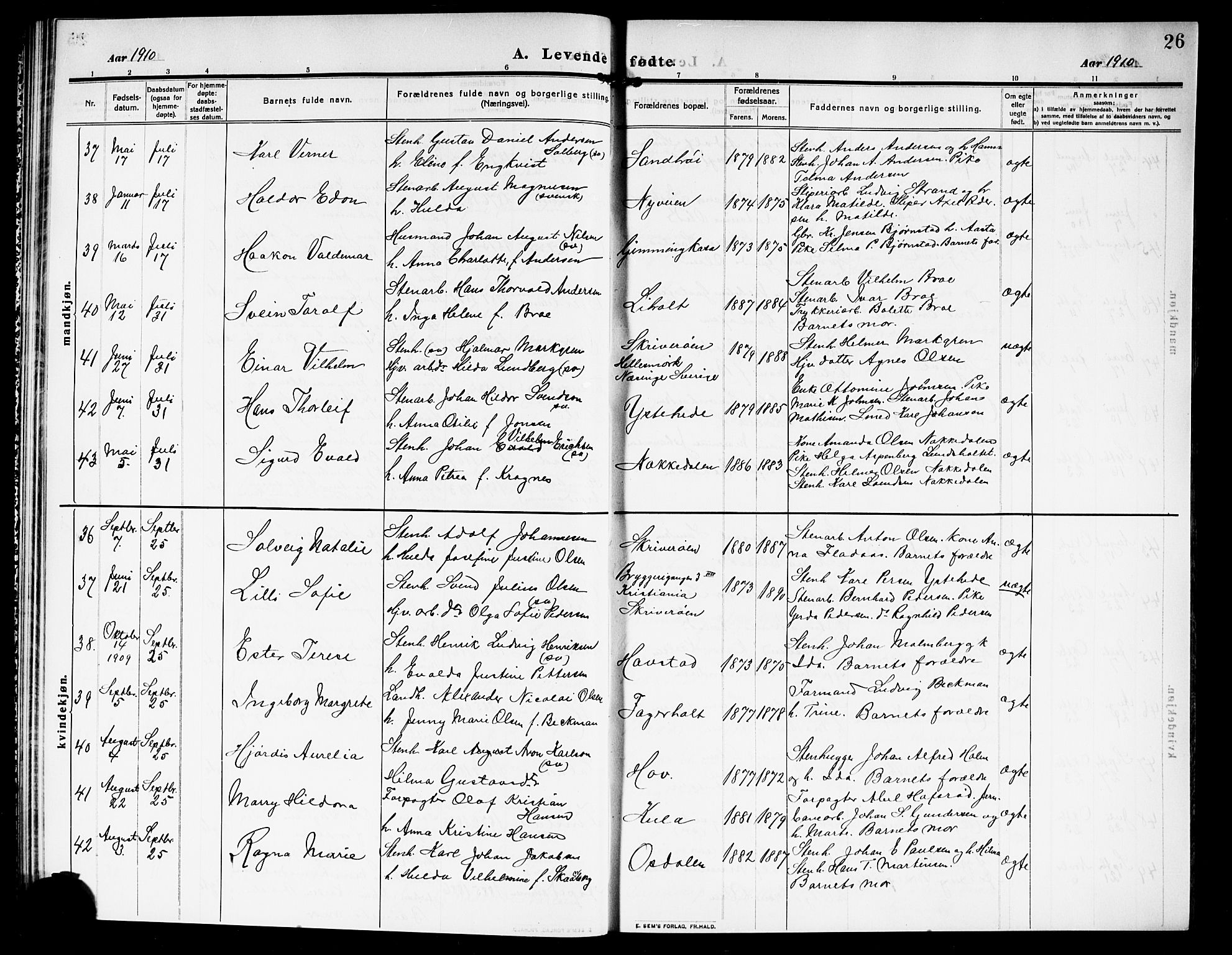 Idd prestekontor Kirkebøker, AV/SAO-A-10911/G/Gb/L0002: Parish register (copy) no. II 2, 1907-1913, p. 26