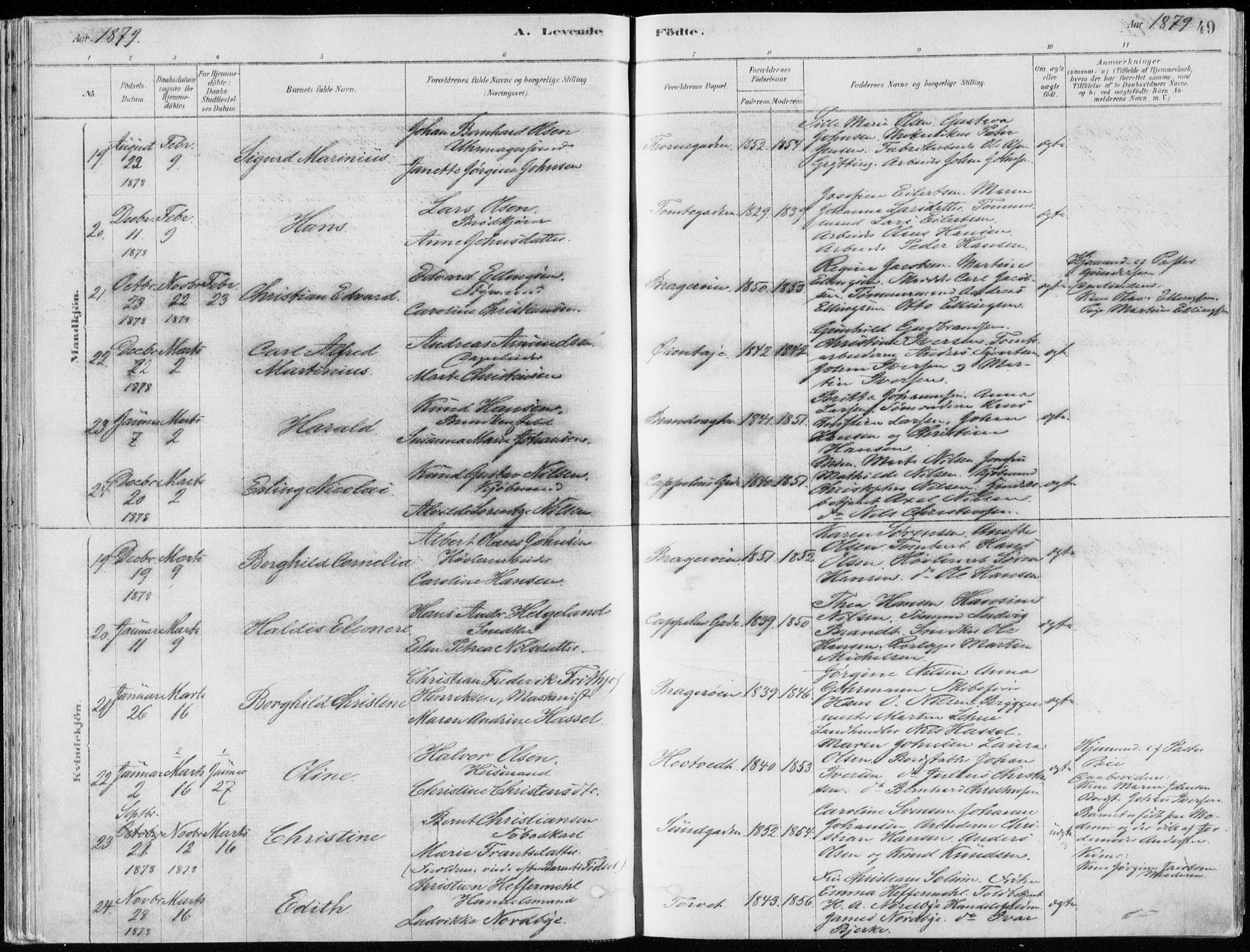 Bragernes kirkebøker, AV/SAKO-A-6/F/Fb/L0006a: Parish register (official) no. II 6A, 1878-1885, p. 49