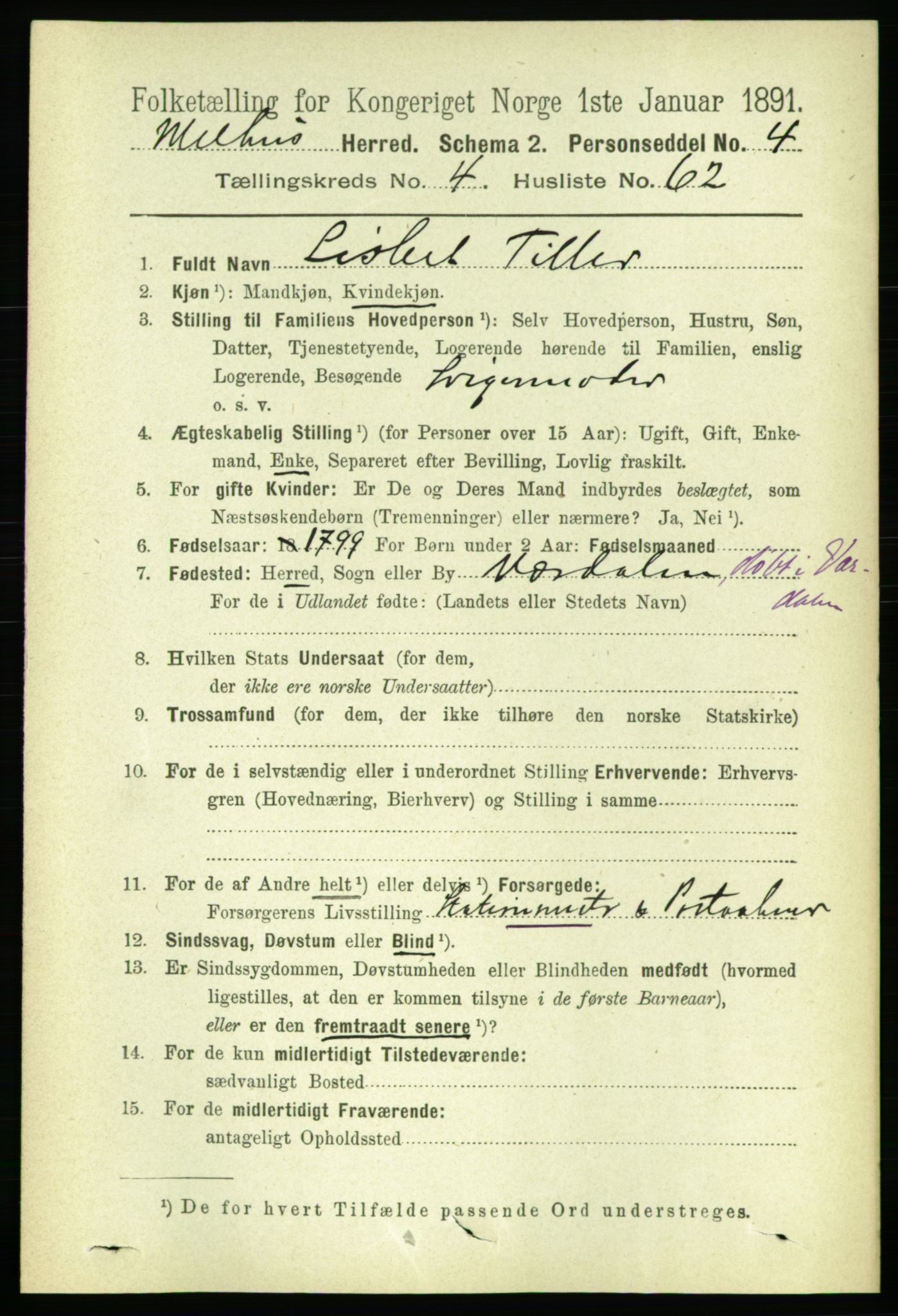 RA, 1891 census for 1653 Melhus, 1891, p. 2282
