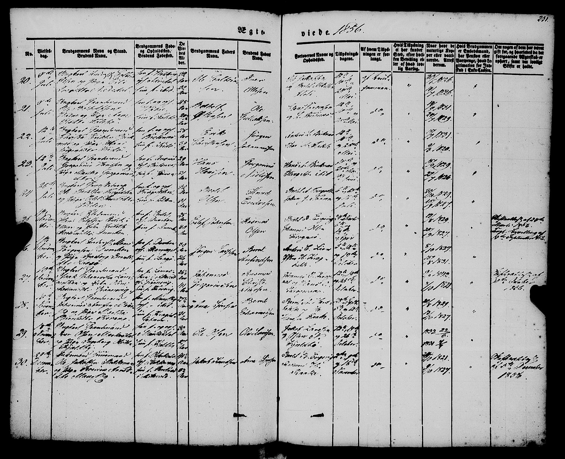 Gulen sokneprestembete, SAB/A-80201/H/Haa/Haaa/L0021: Parish register (official) no. A 21, 1848-1858, p. 231
