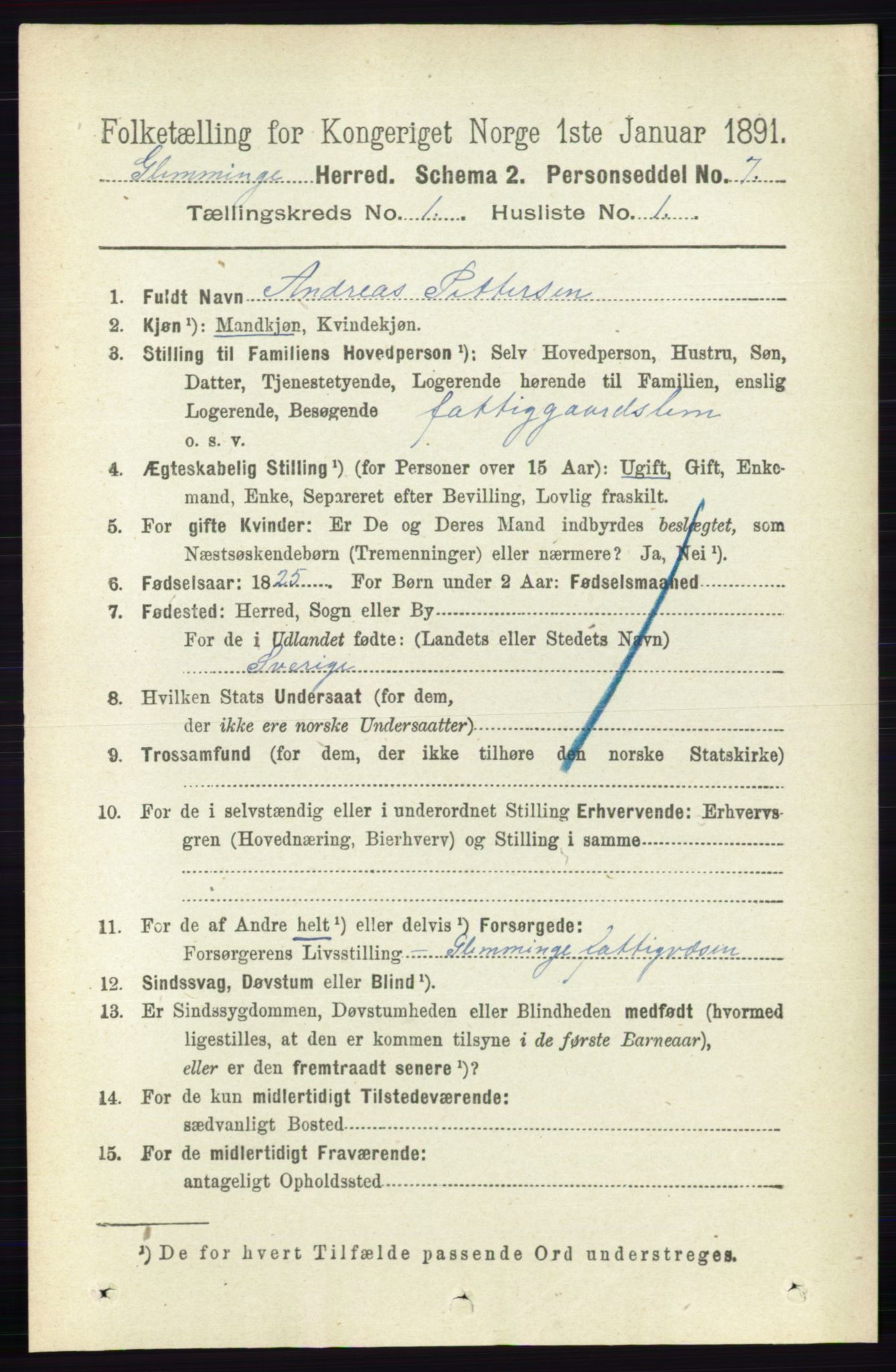 RA, 1891 census for 0132 Glemmen, 1891, p. 98