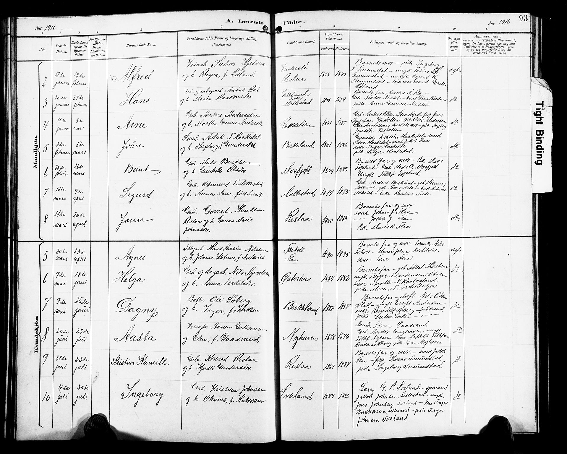 Birkenes sokneprestkontor, SAK/1111-0004/F/Fb/L0004: Parish register (copy) no. B 4, 1893-1930, p. 93