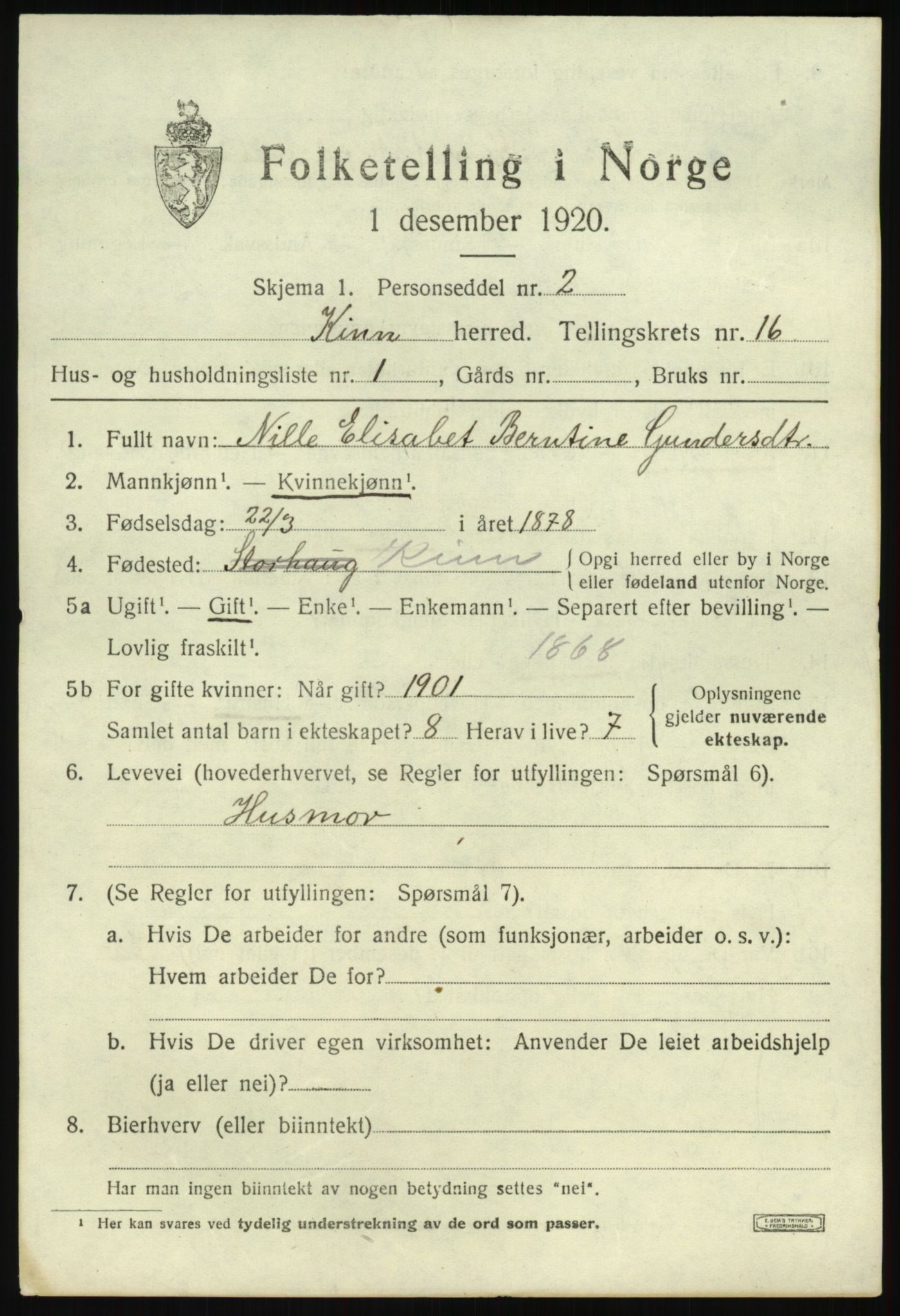 SAB, 1920 census for Kinn, 1920, p. 5577