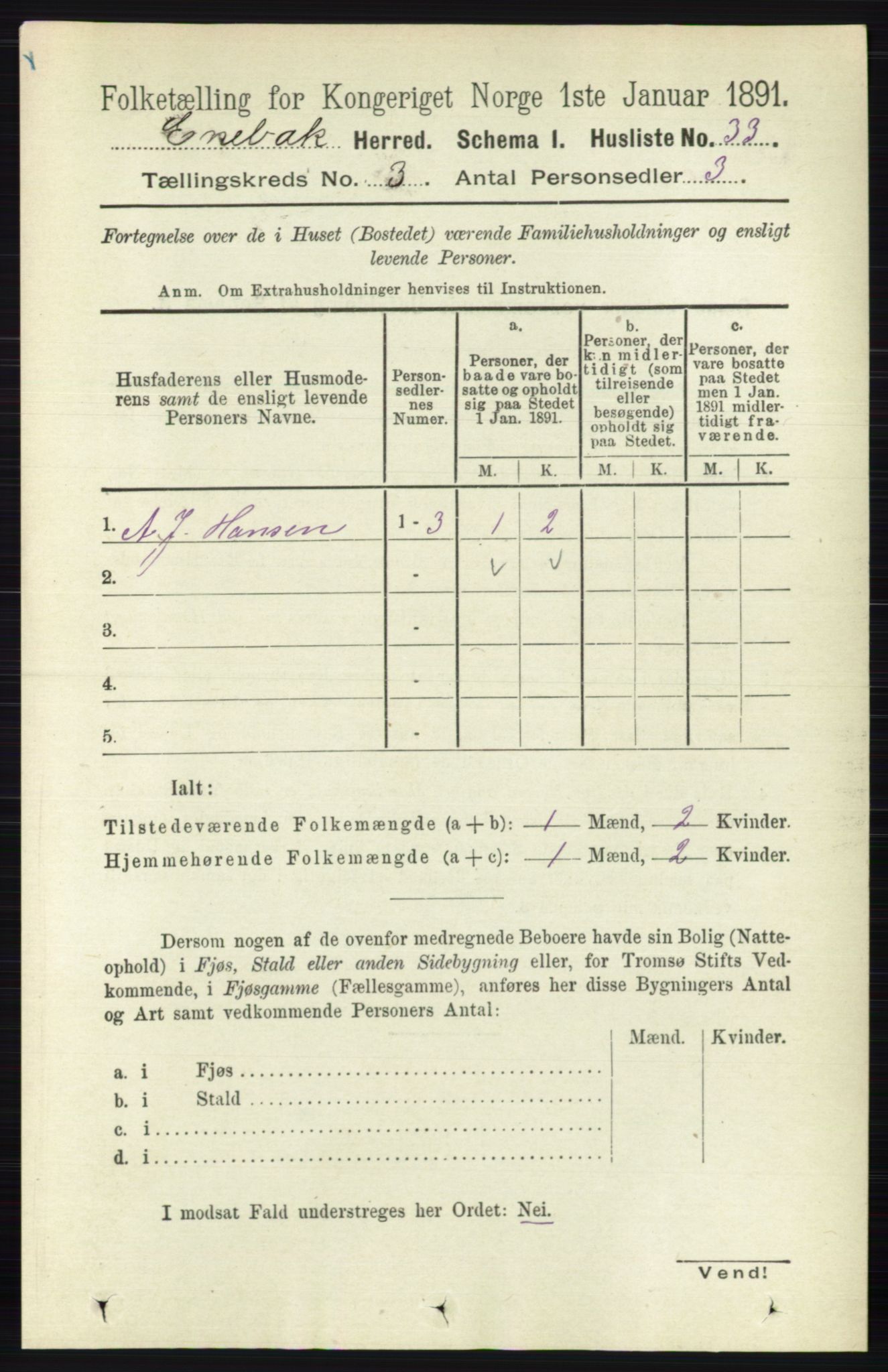 RA, 1891 census for 0229 Enebakk, 1891, p. 1104