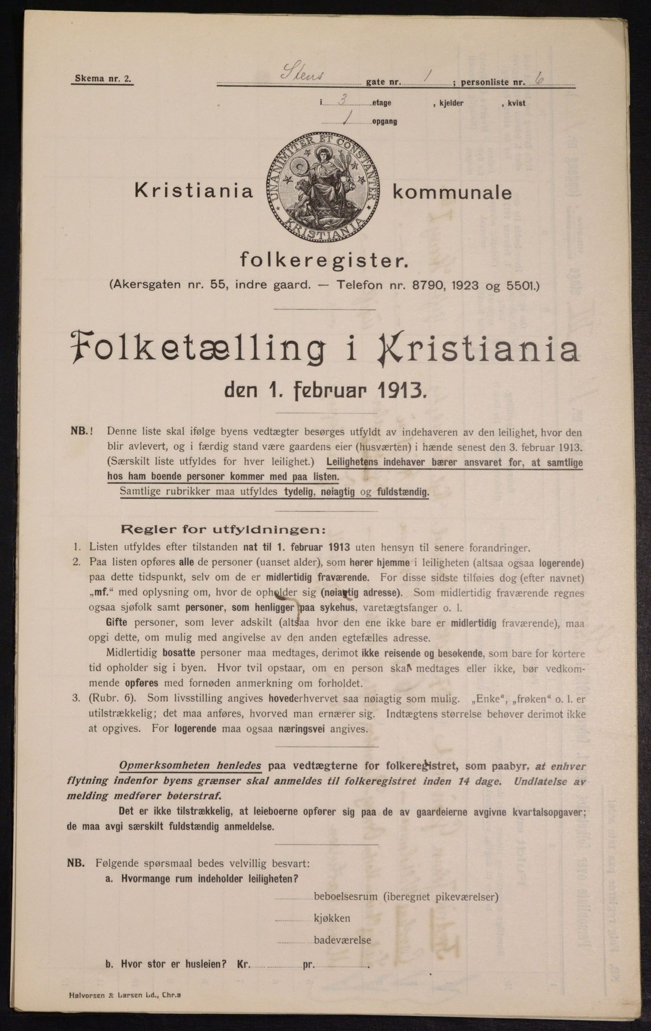 OBA, Municipal Census 1913 for Kristiania, 1913, p. 101850