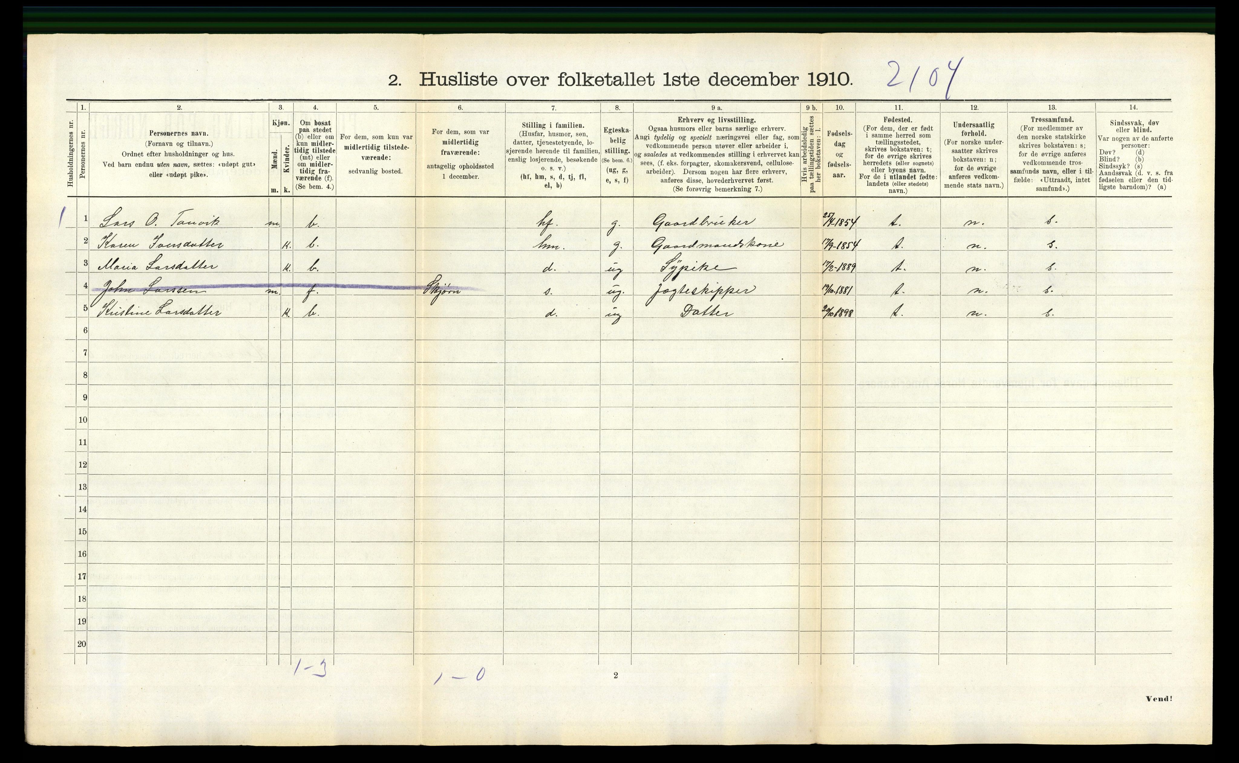 RA, 1910 census for Hemne, 1910, p. 800