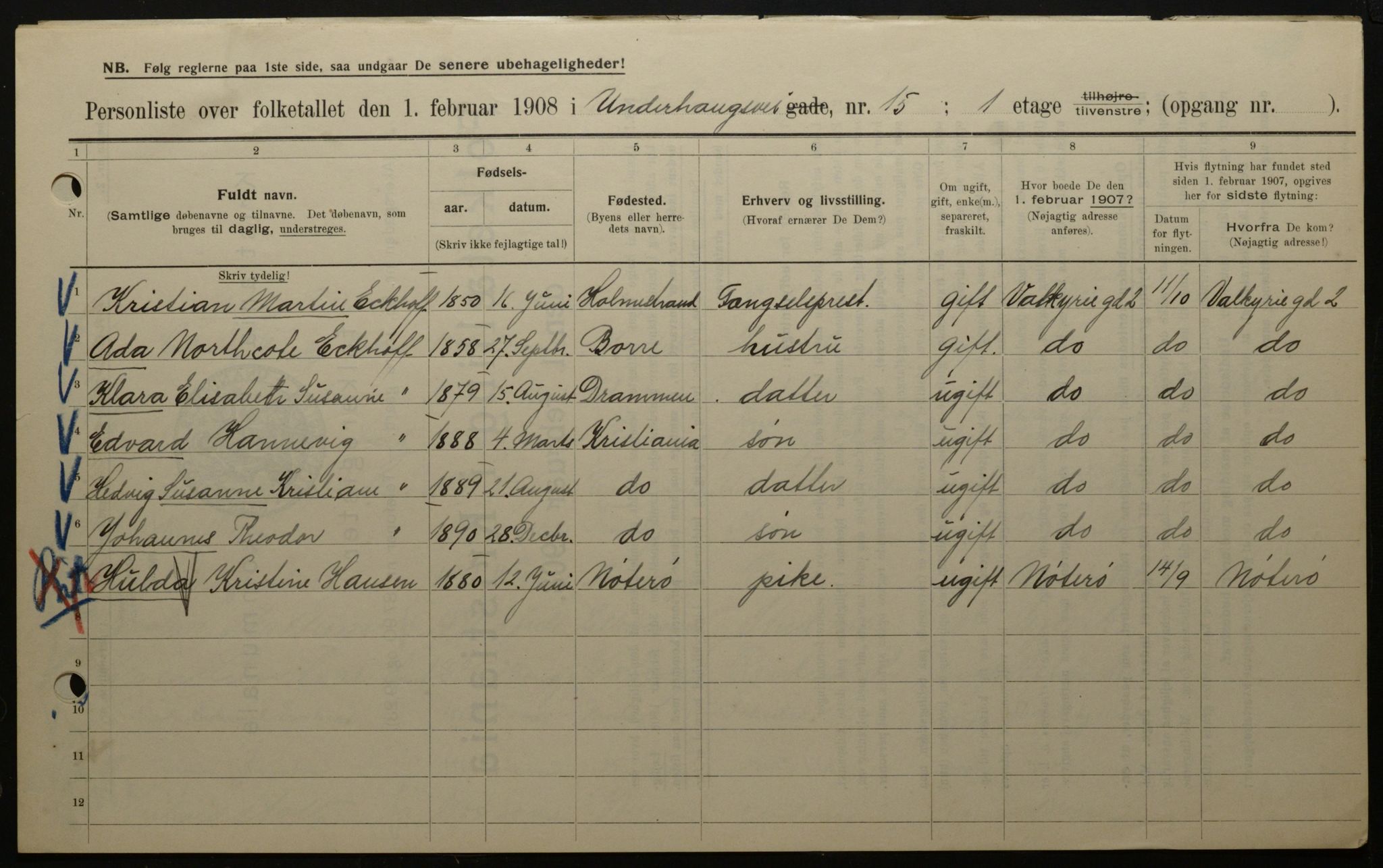 OBA, Municipal Census 1908 for Kristiania, 1908, p. 107630