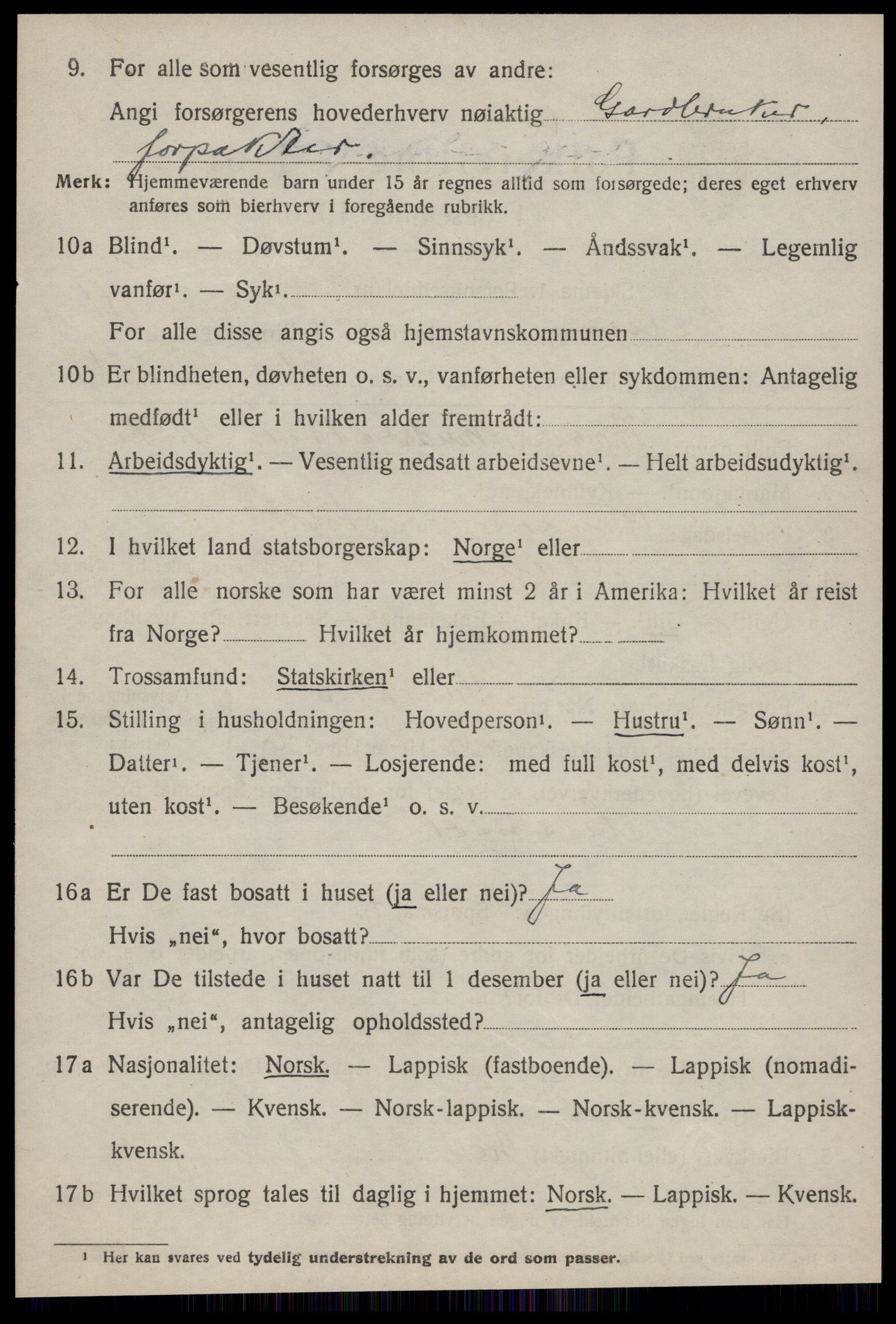 SAT, 1920 census for Klæbu, 1920, p. 2073