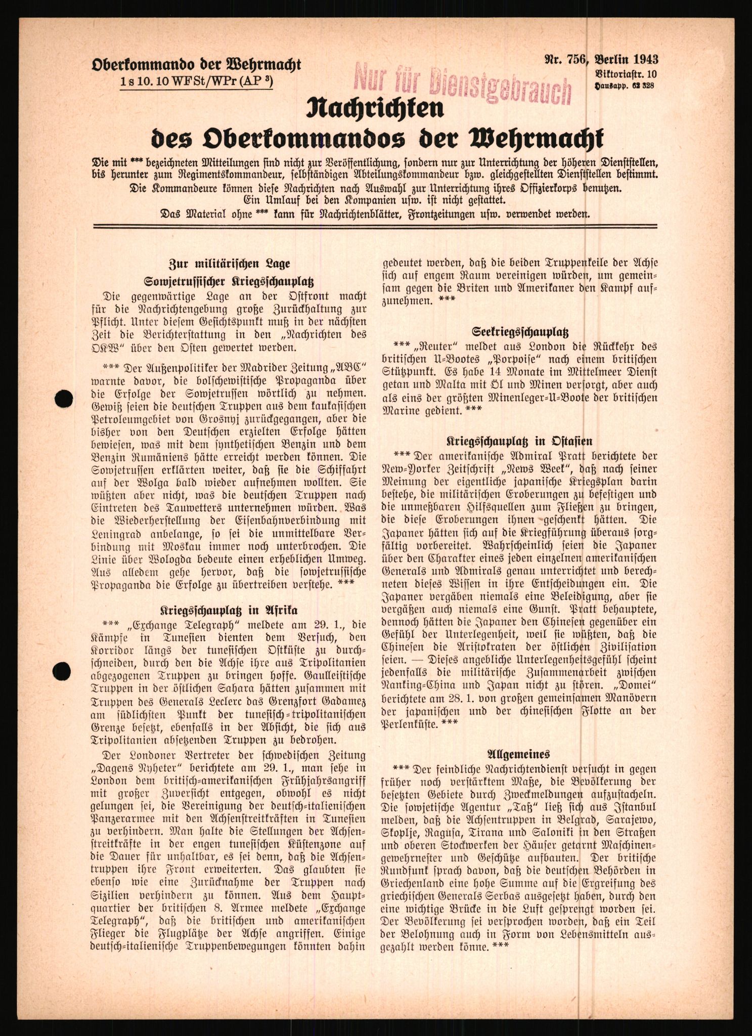 Forsvarets Overkommando. 2 kontor. Arkiv 11.4. Spredte tyske arkivsaker, AV/RA-RAFA-7031/D/Dar/Dara/L0021: Nachrichten des OKW, 1943-1945, p. 34