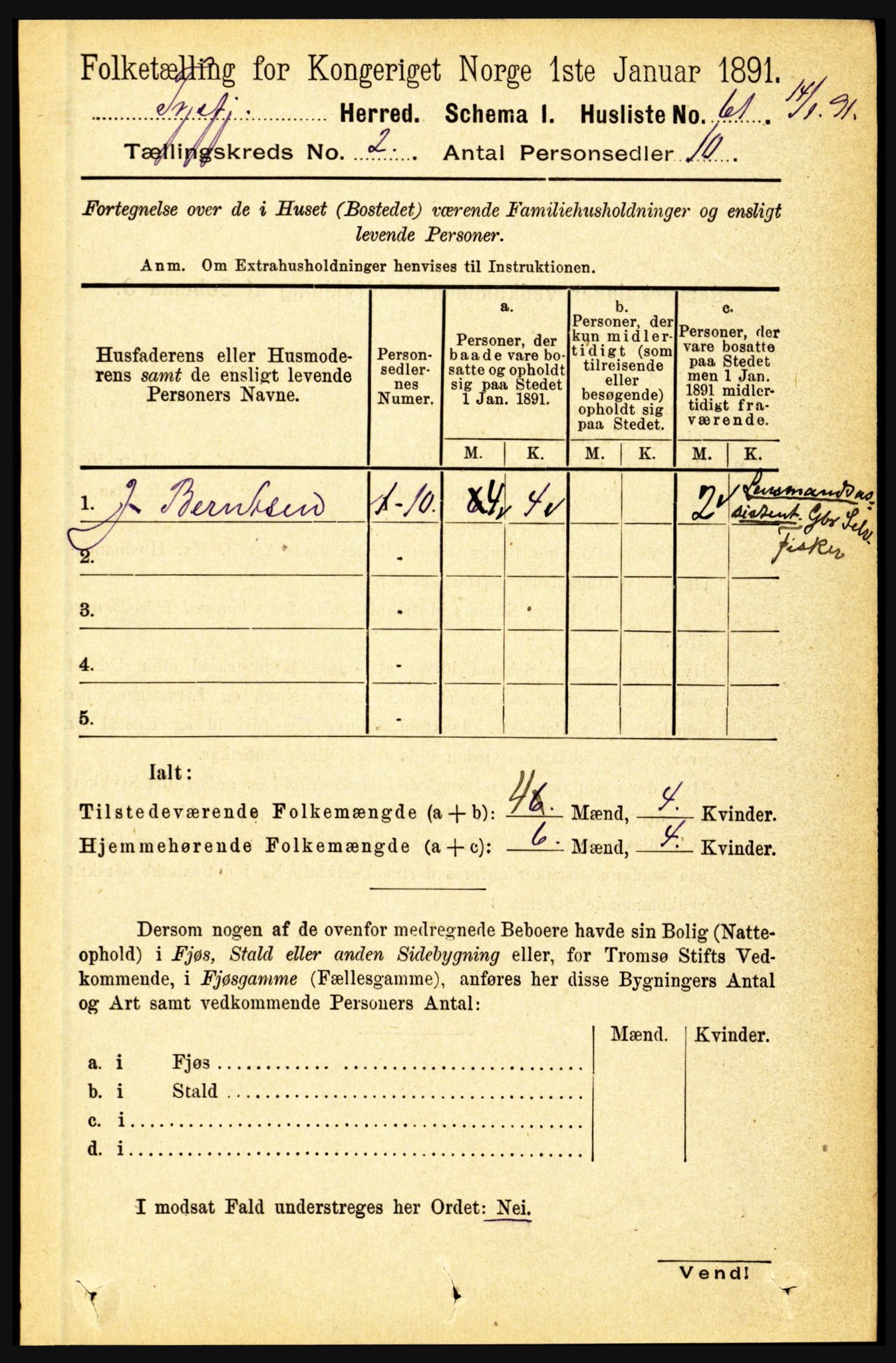 RA, 1891 census for 1850 Tysfjord, 1891, p. 551