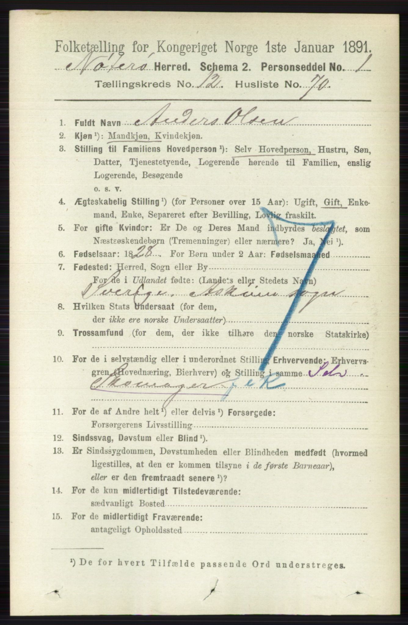 RA, 1891 census for 0722 Nøtterøy, 1891, p. 6751