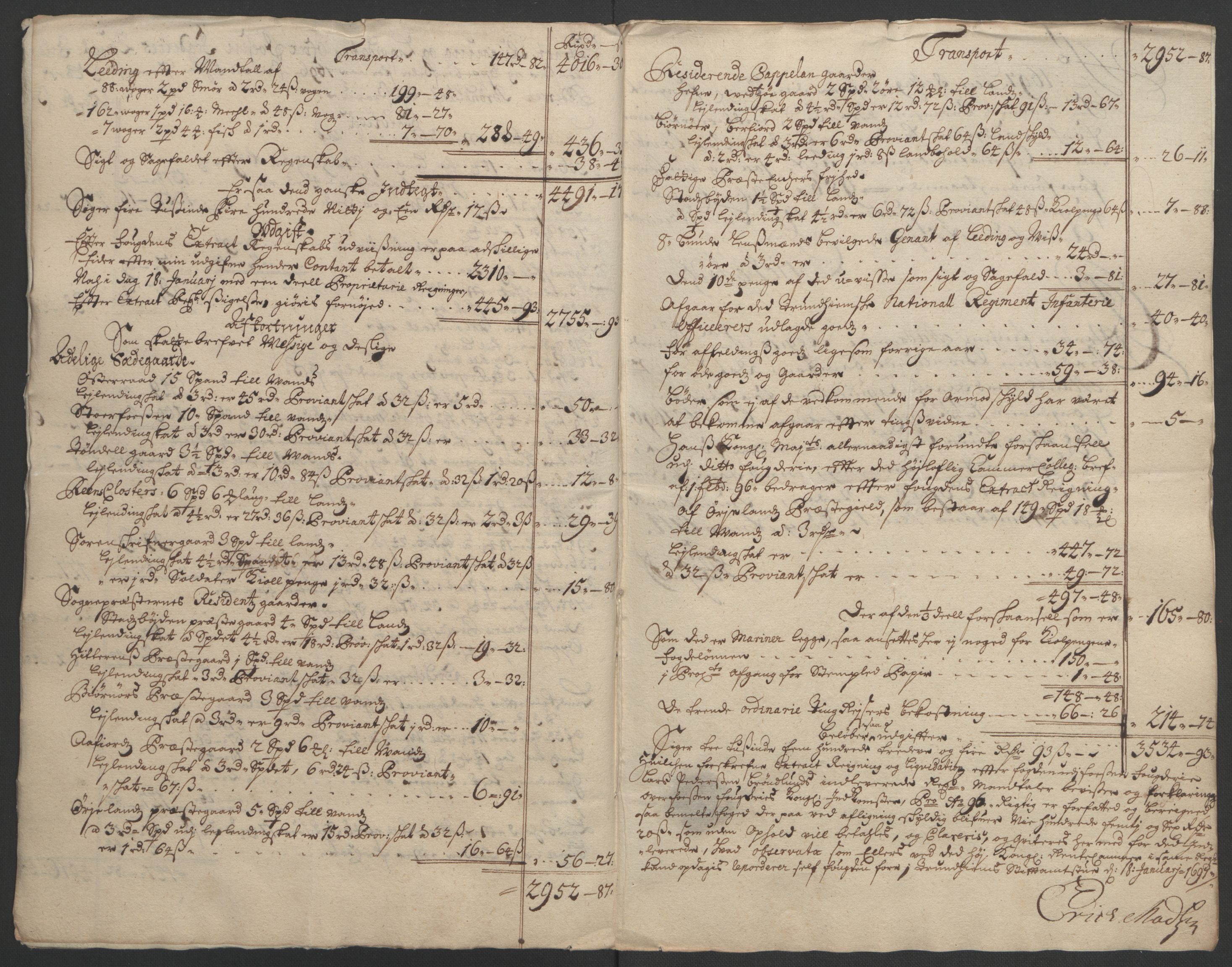 Rentekammeret inntil 1814, Reviderte regnskaper, Fogderegnskap, AV/RA-EA-4092/R57/L3851: Fogderegnskap Fosen, 1695-1696, p. 205