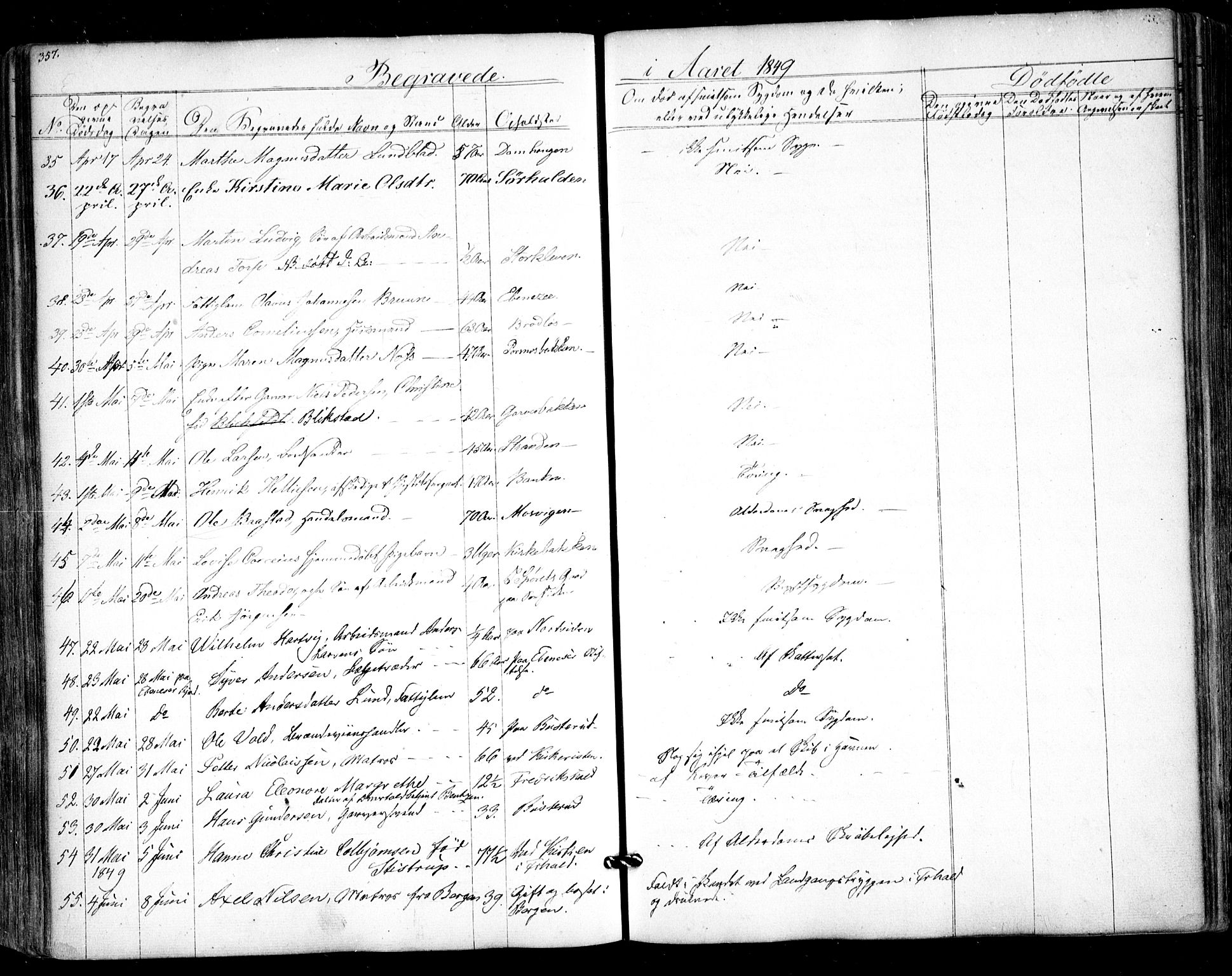 Halden prestekontor Kirkebøker, AV/SAO-A-10909/F/Fa/L0006: Parish register (official) no. I 6, 1845-1856, p. 357