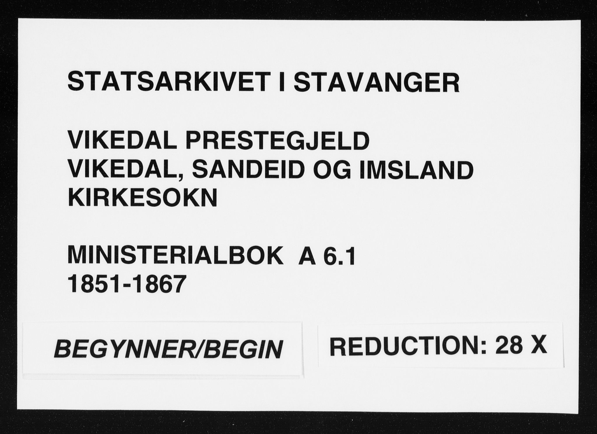 Vikedal sokneprestkontor, SAST/A-101840/01/IV: Parish register (official) no. A 6.1, 1851-1867