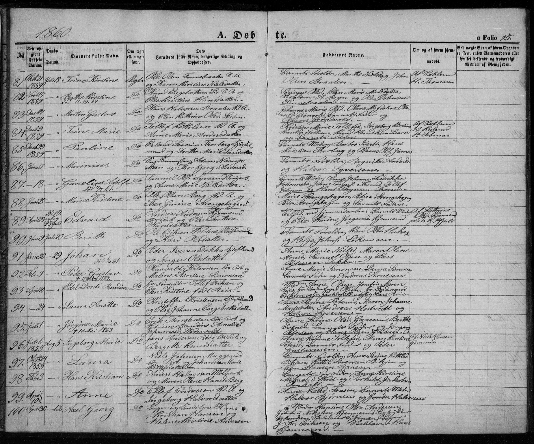 Kongsberg kirkebøker, AV/SAKO-A-22/G/Ga/L0003: Parish register (copy) no. 3, 1859-1875, p. 15