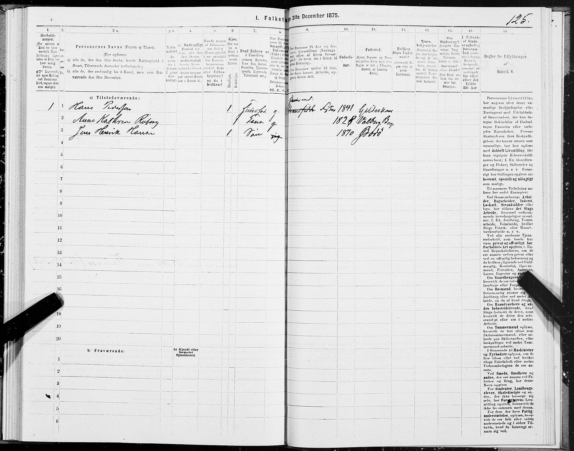 SAT, 1875 census for 1838P Gildeskål, 1875, p. 4125