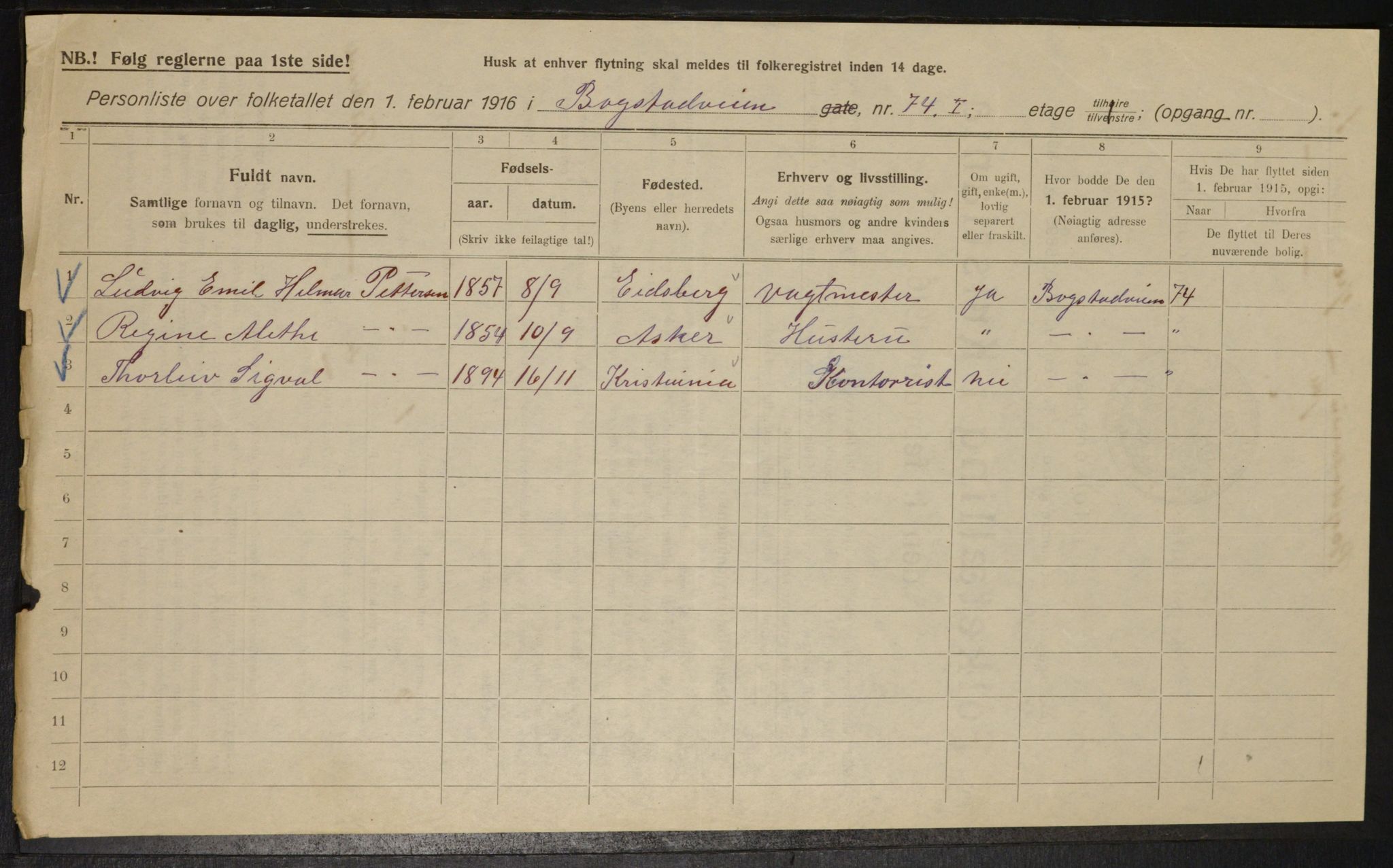 OBA, Municipal Census 1916 for Kristiania, 1916, p. 7658