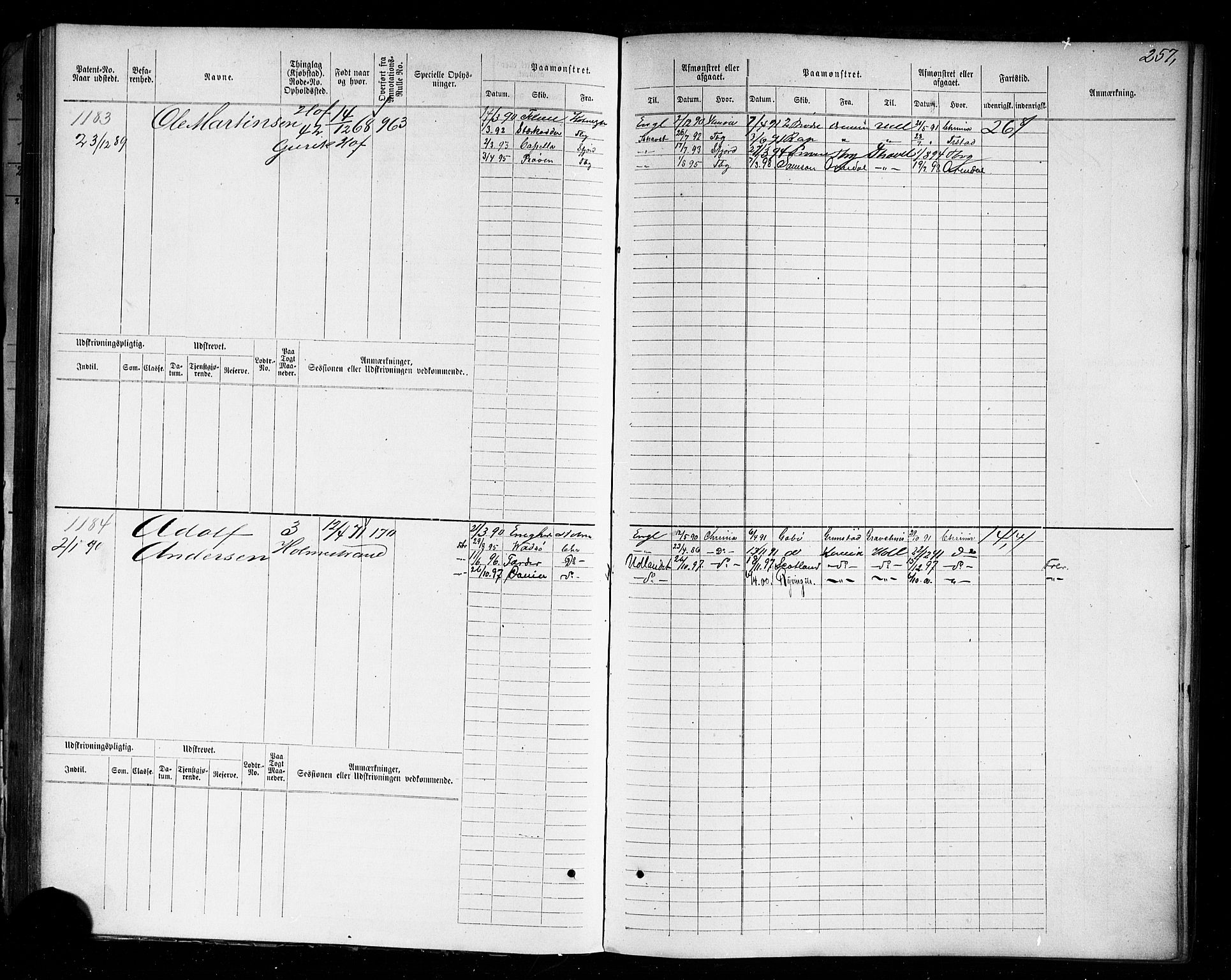 Holmestrand innrulleringskontor, AV/SAKO-A-1151/F/Fc/L0004: Hovedrulle, 1872-1913, p. 297