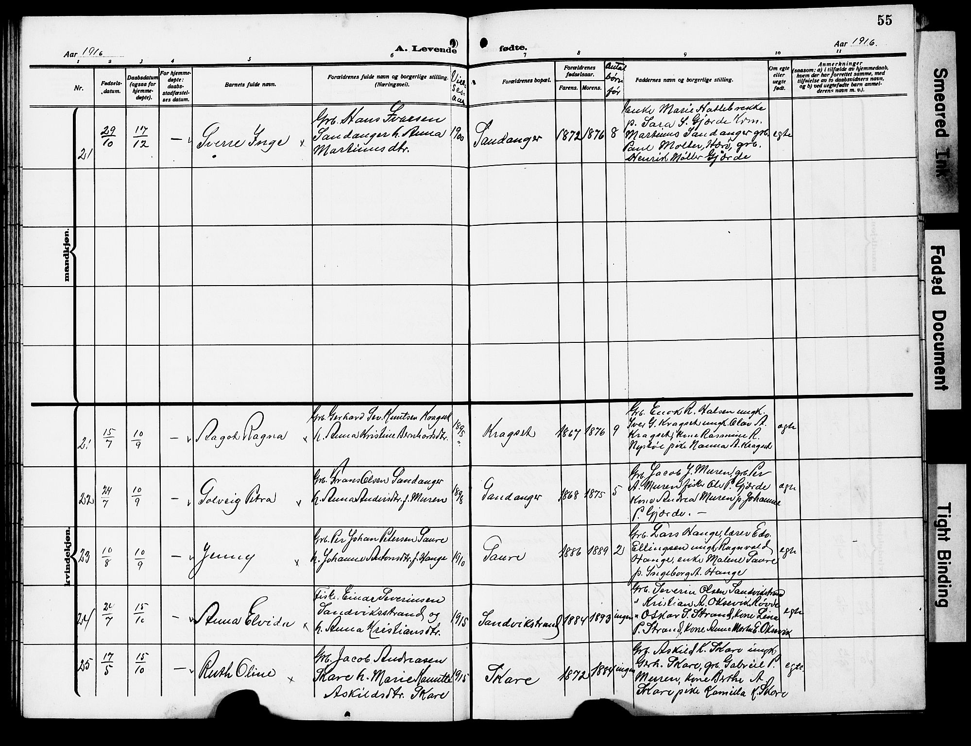 Ministerialprotokoller, klokkerbøker og fødselsregistre - Møre og Romsdal, AV/SAT-A-1454/503/L0050: Parish register (copy) no. 503C05, 1909-1922, p. 55