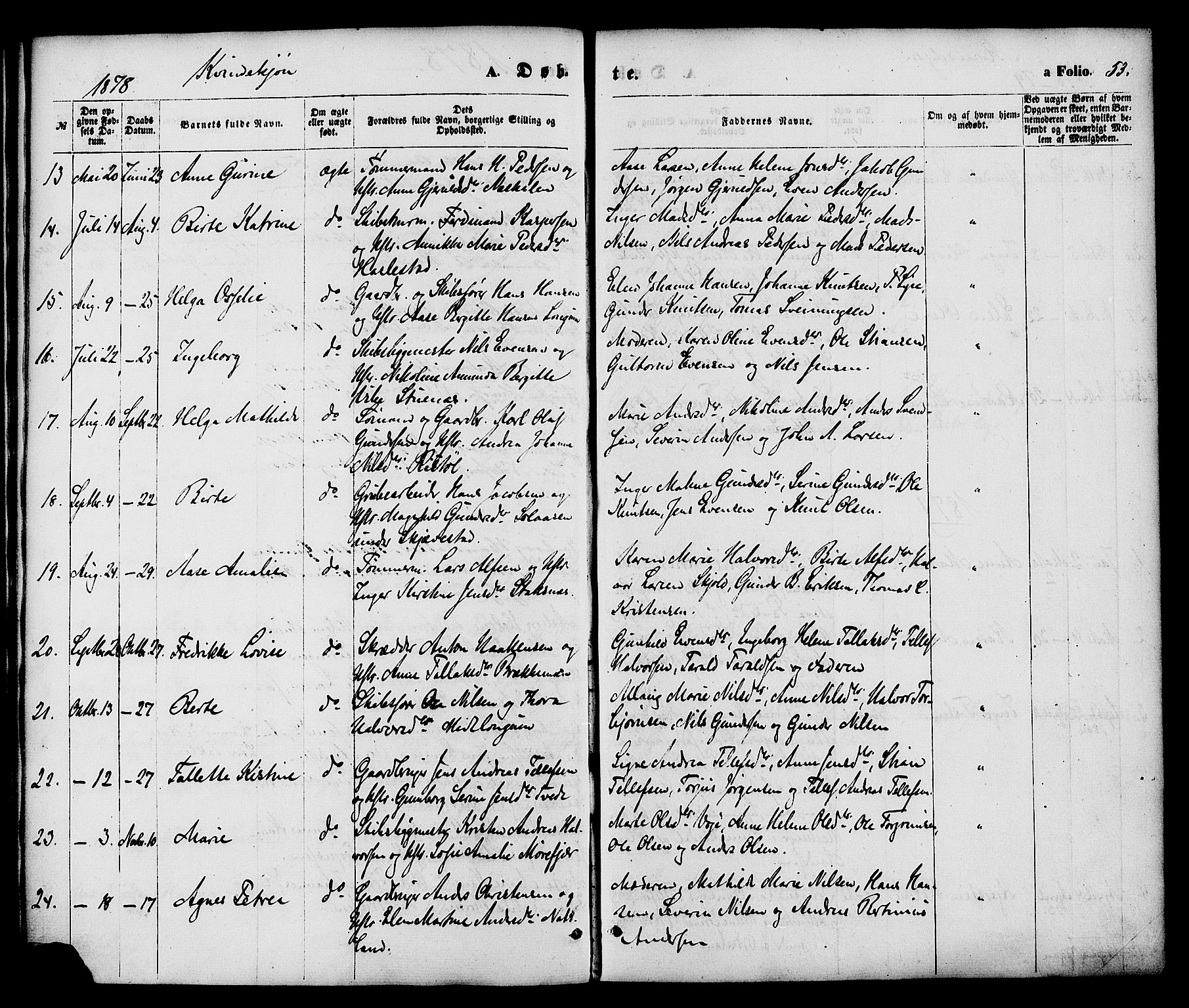 Austre Moland sokneprestkontor, SAK/1111-0001/F/Fa/Faa/L0009: Parish register (official) no. A 9, 1869-1879, p. 53