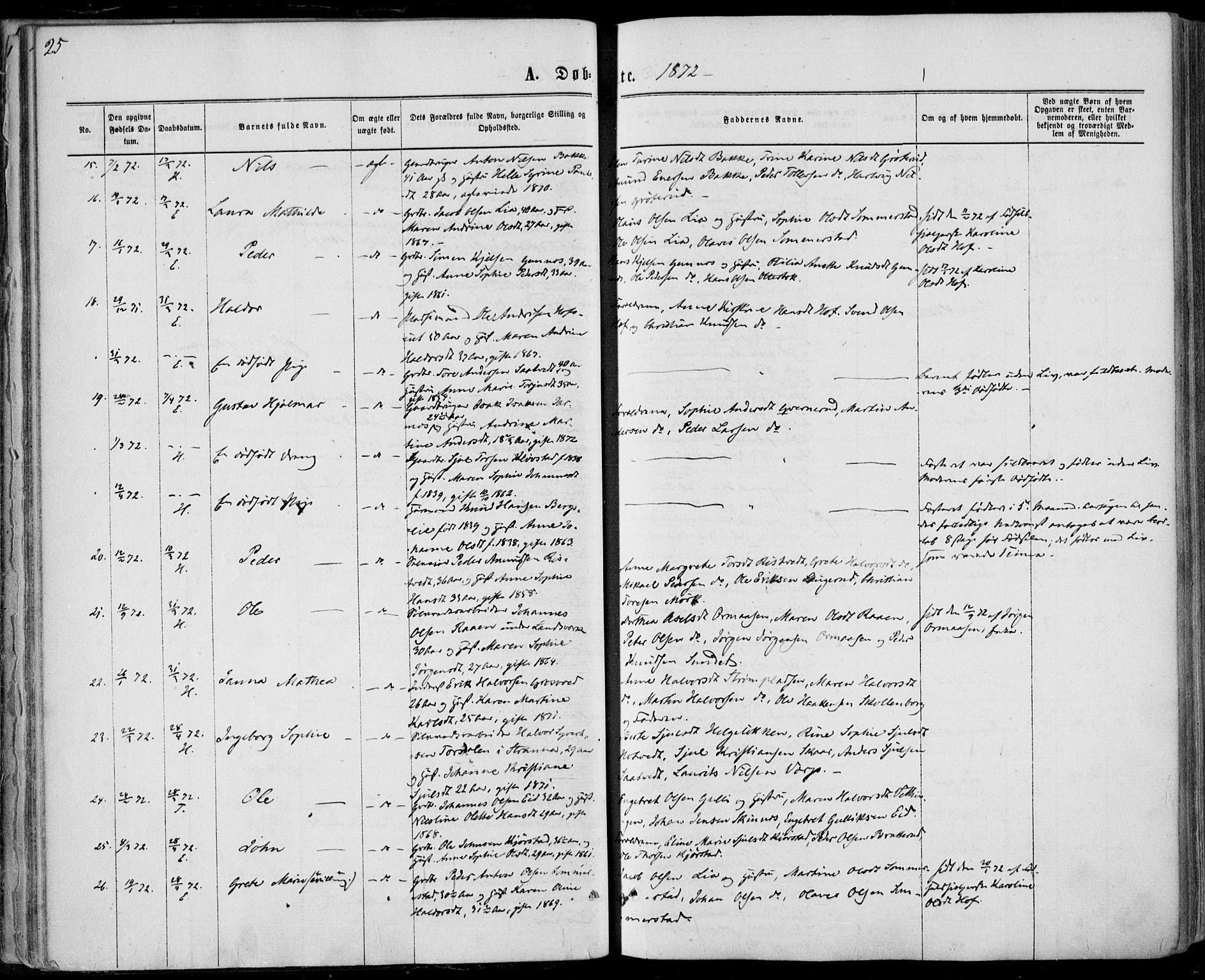 Sandsvær kirkebøker, AV/SAKO-A-244/F/Fa/L0007: Parish register (official) no. I 7, 1869-1877, p. 25