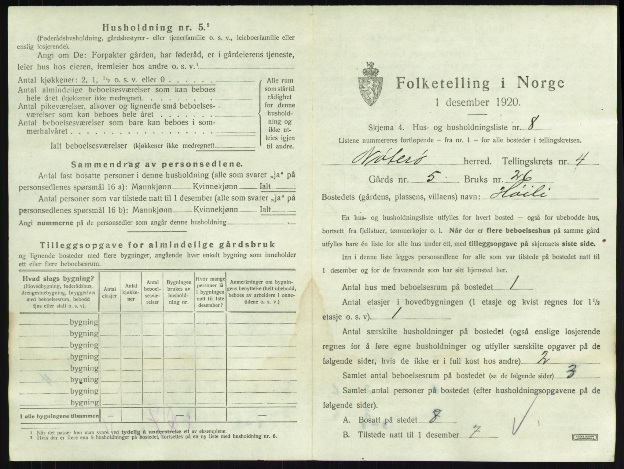 SAKO, 1920 census for Nøtterøy, 1920, p. 709