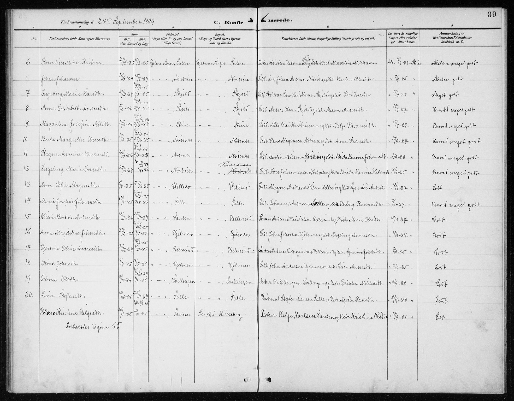 Manger sokneprestembete, AV/SAB-A-76801/H/Haa: Parish register (official) no. E  2, 1891-1902, p. 39