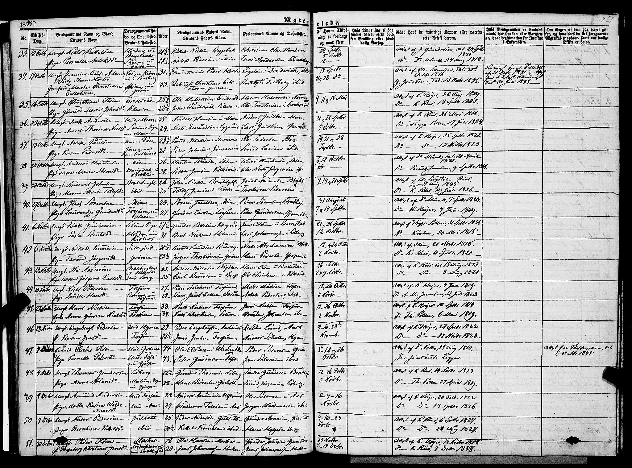 Gjerpen kirkebøker, AV/SAKO-A-265/F/Fa/L0007b: Parish register (official) no. I 7B, 1834-1857, p. 261