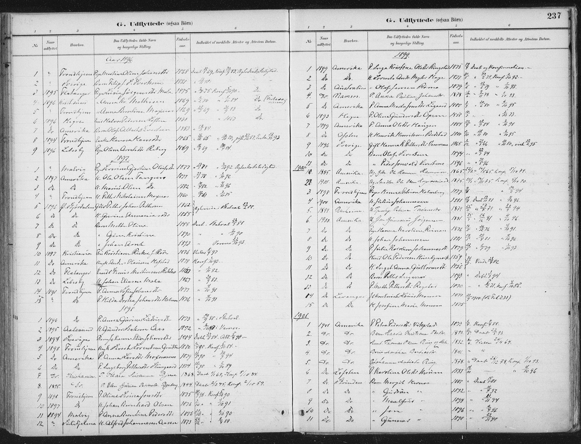 Ministerialprotokoller, klokkerbøker og fødselsregistre - Nord-Trøndelag, SAT/A-1458/709/L0082: Parish register (official) no. 709A22, 1896-1916, p. 237