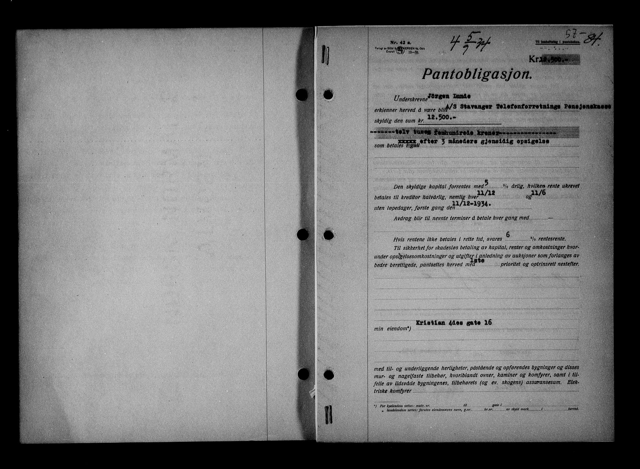 Stavanger byrett, AV/SAST-A-100455/001/4/41/410BB/L0007: Mortgage book no. 57, 1934-1934, Deed date: 05.09.1934