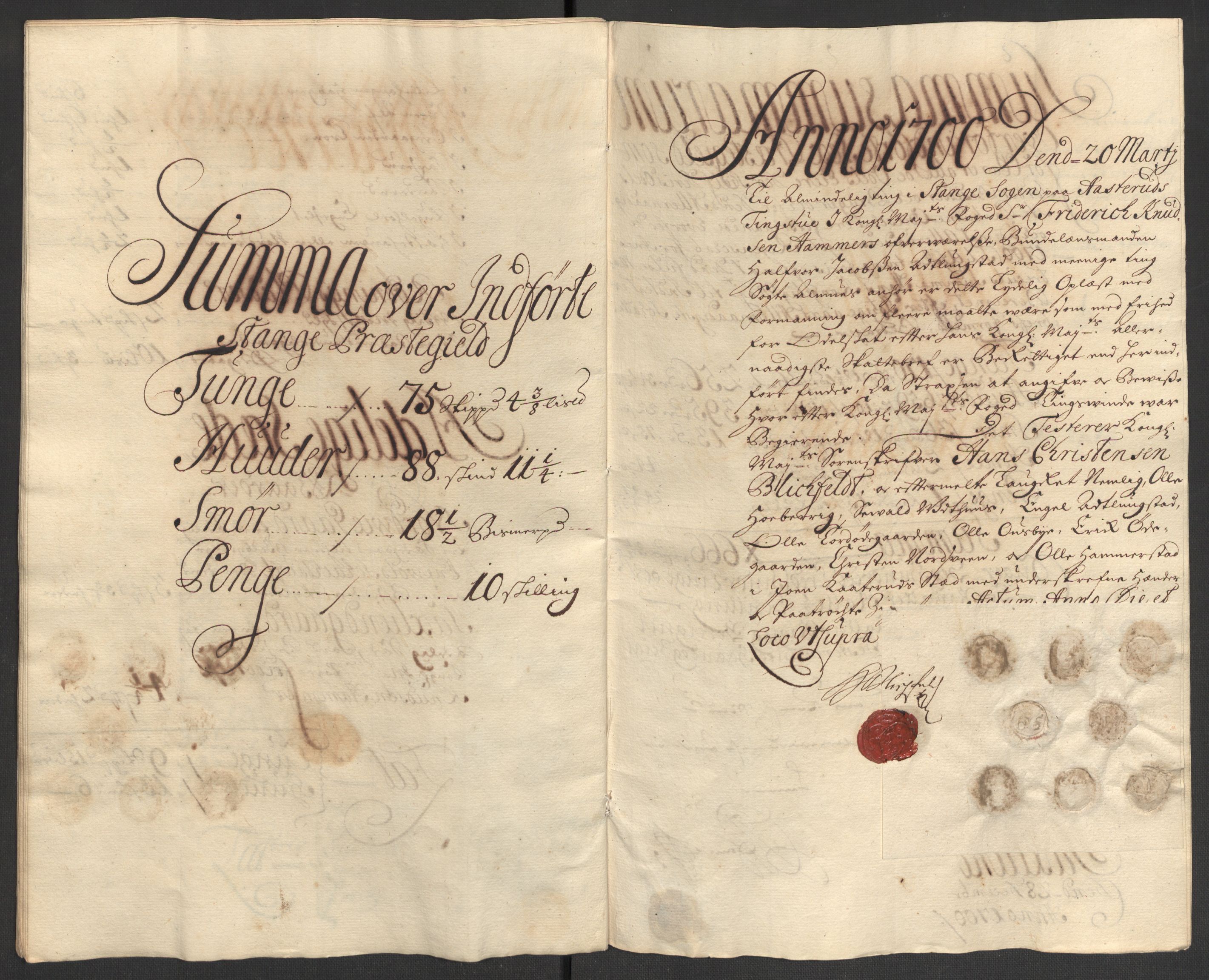 Rentekammeret inntil 1814, Reviderte regnskaper, Fogderegnskap, AV/RA-EA-4092/R16/L1039: Fogderegnskap Hedmark, 1700, p. 148