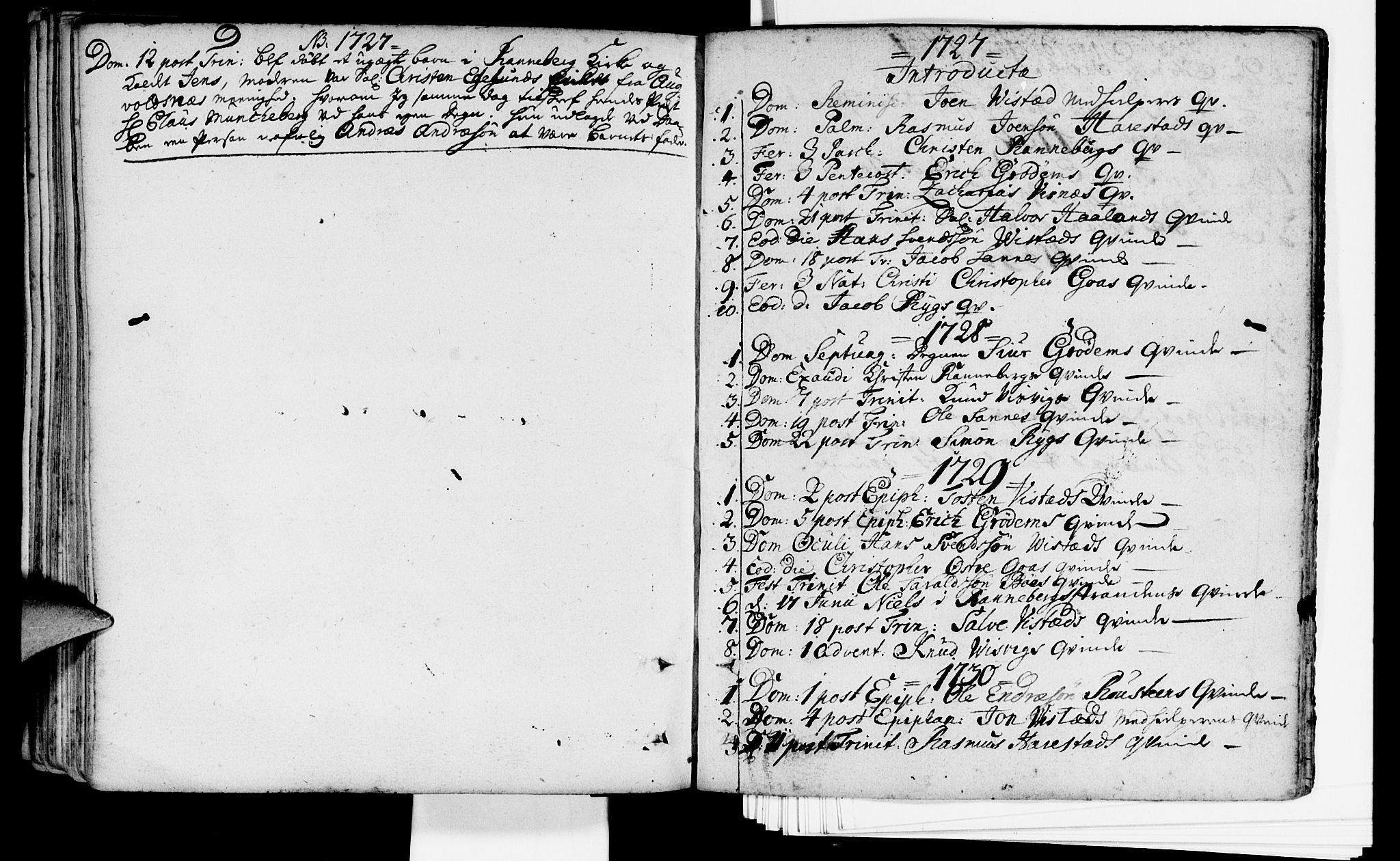 Domkirken sokneprestkontor, SAST/A-101812/001/30/30BA/L0002: Parish register (official) no. A 2 /2, 1727-1737