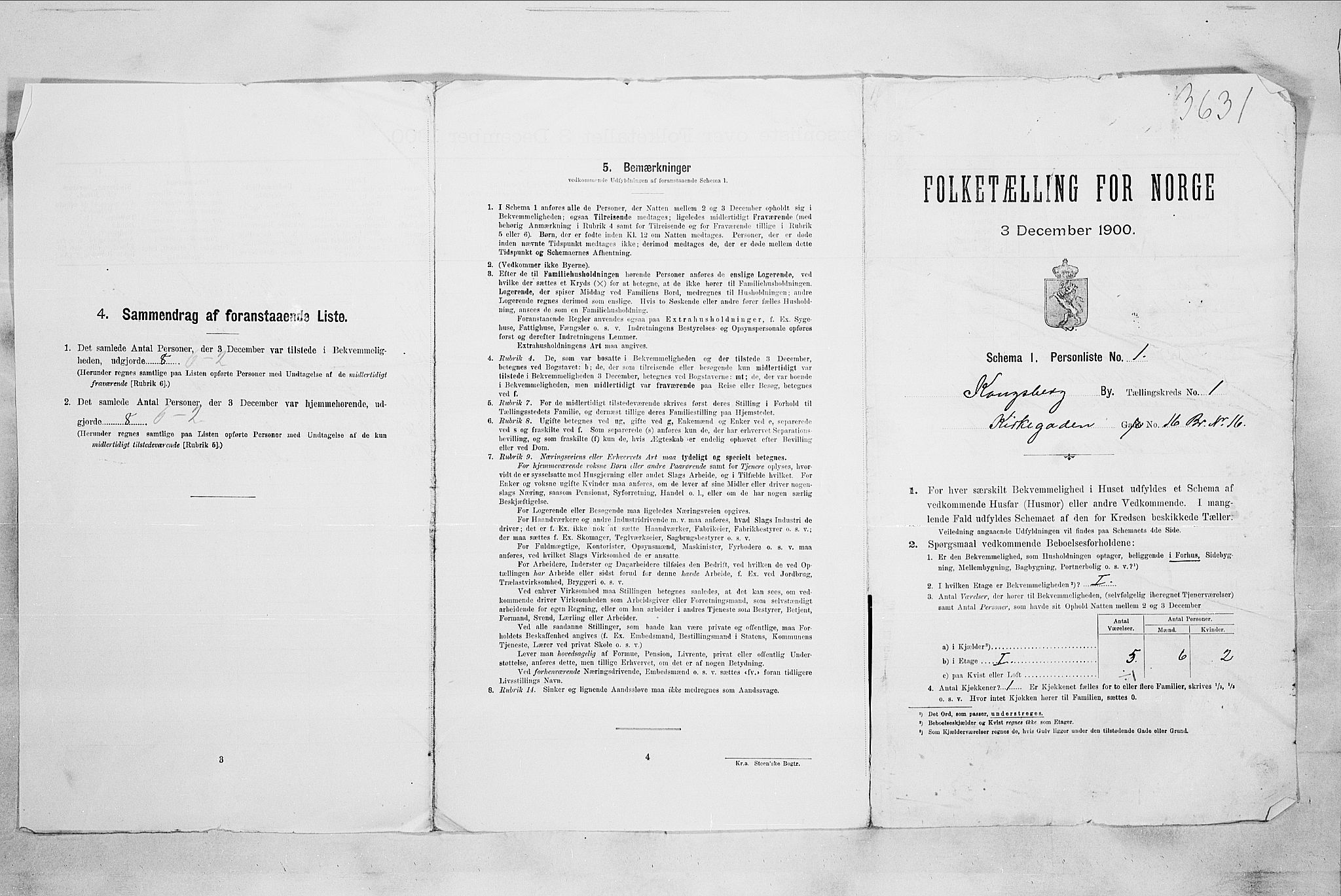 RA, 1900 census for Kongsberg, 1900, p. 100