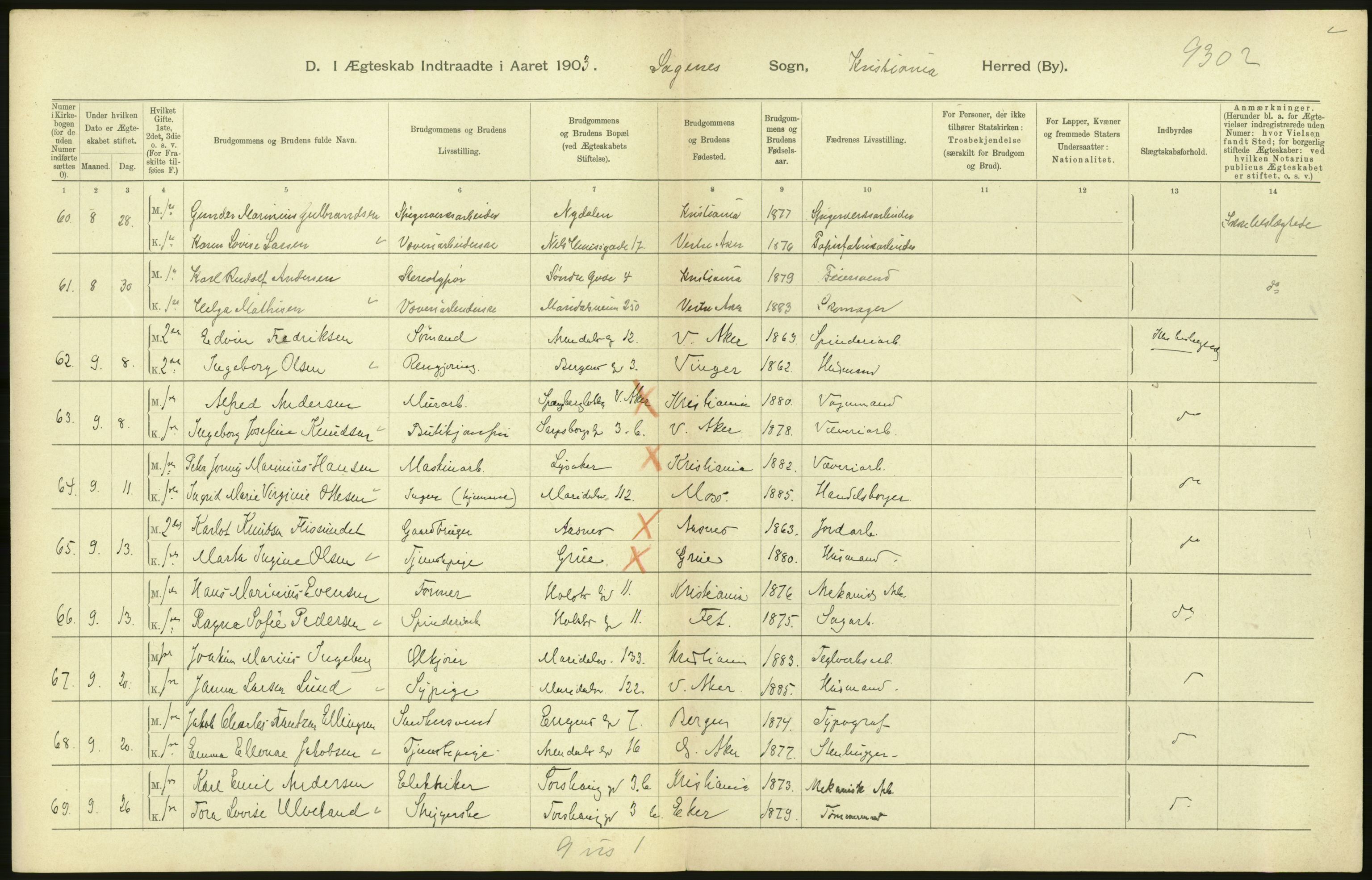 Statistisk sentralbyrå, Sosiodemografiske emner, Befolkning, RA/S-2228/D/Df/Dfa/Dfaa/L0004: Kristiania: Gifte, døde, 1903, p. 578