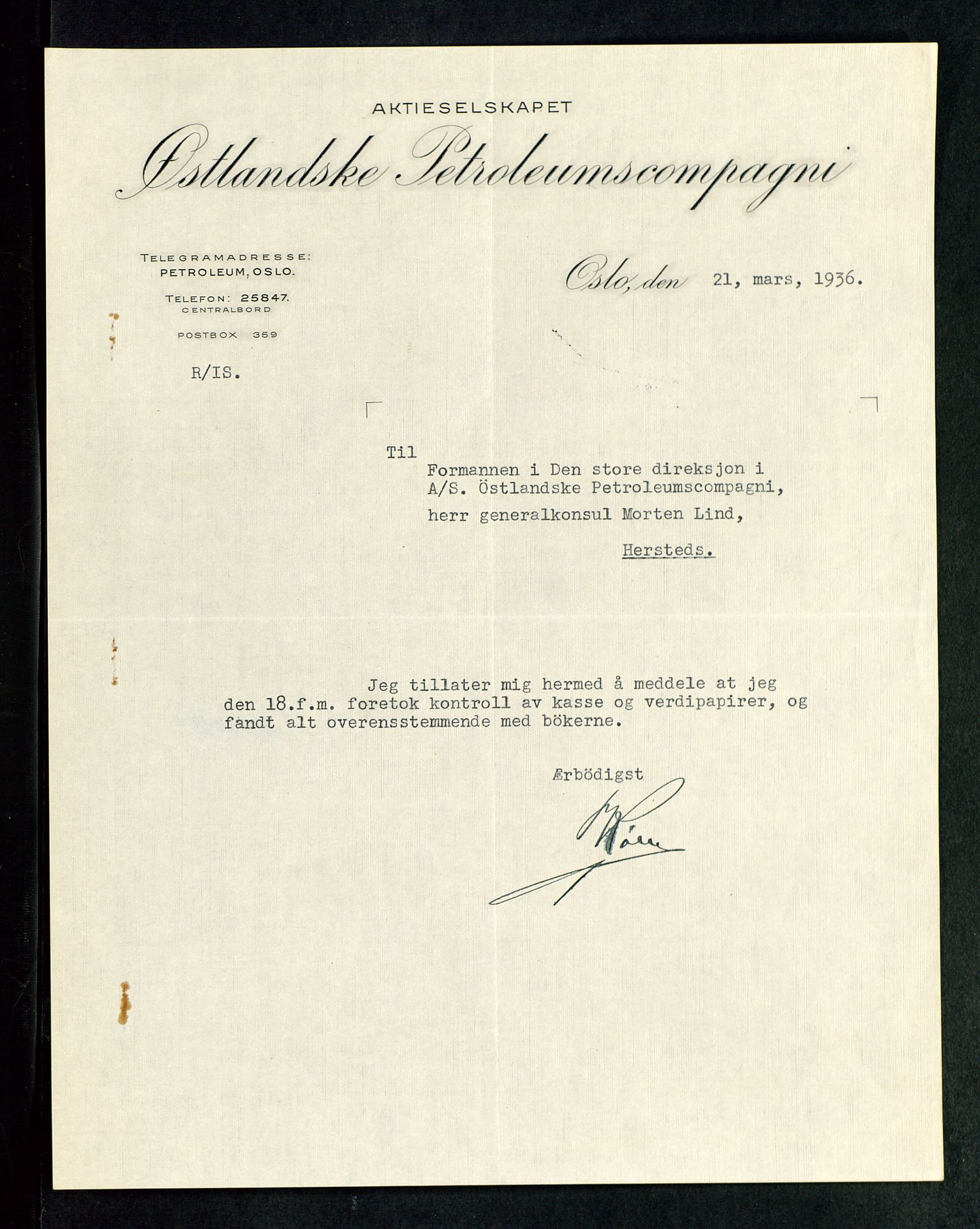 PA 1534 - Østlandske Petroleumscompagni A/S, SAST/A-101954/A/Aa/L0002/0004: Generalforsamlinger. / Generalforsamling, 1936, p. 14