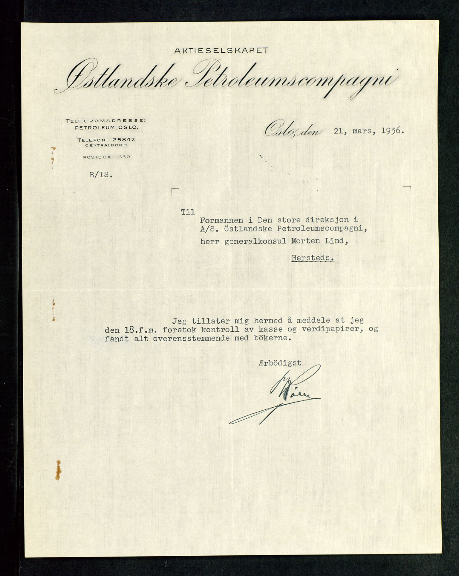 PA 1534 - Østlandske Petroleumscompagni A/S, AV/SAST-A-101954/A/Aa/L0002/0004: Generalforsamlinger. / Generalforsamling, 1936, p. 14