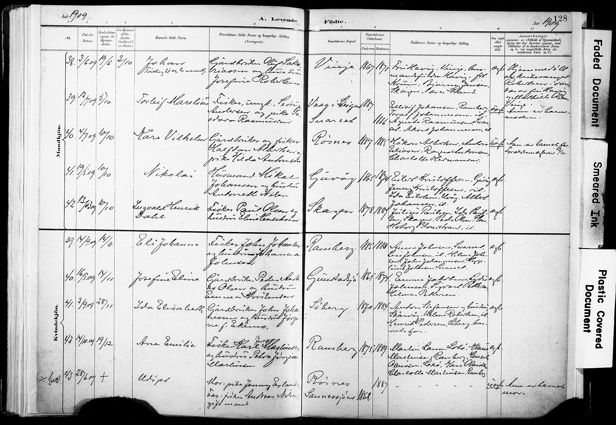 Ministerialprotokoller, klokkerbøker og fødselsregistre - Nordland, AV/SAT-A-1459/891/L1304: Parish register (official) no. 891A09, 1895-1921, p. 128