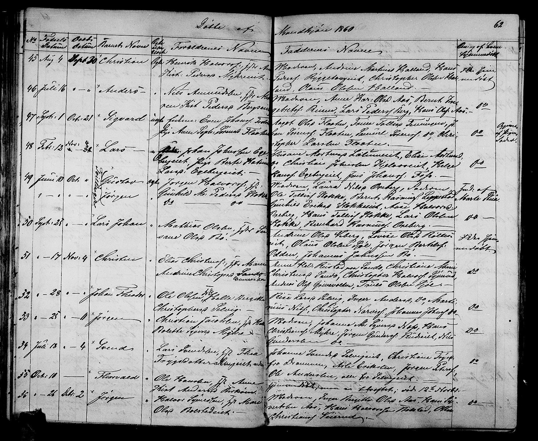 Sande Kirkebøker, AV/SAKO-A-53/G/Ga/L0002: Parish register (copy) no. 2, 1847-1863, p. 62