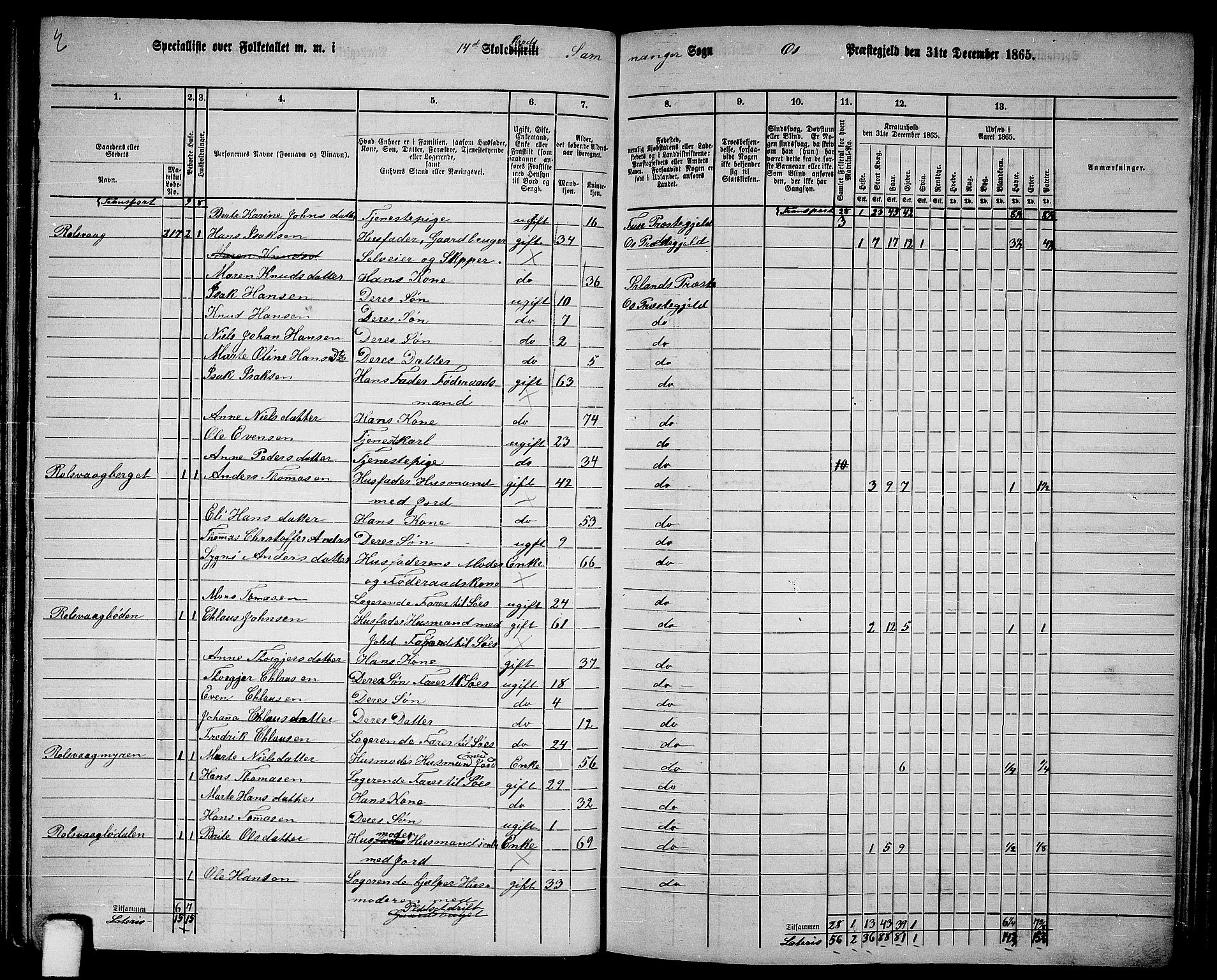 RA, 1865 census for Os, 1865, p. 100
