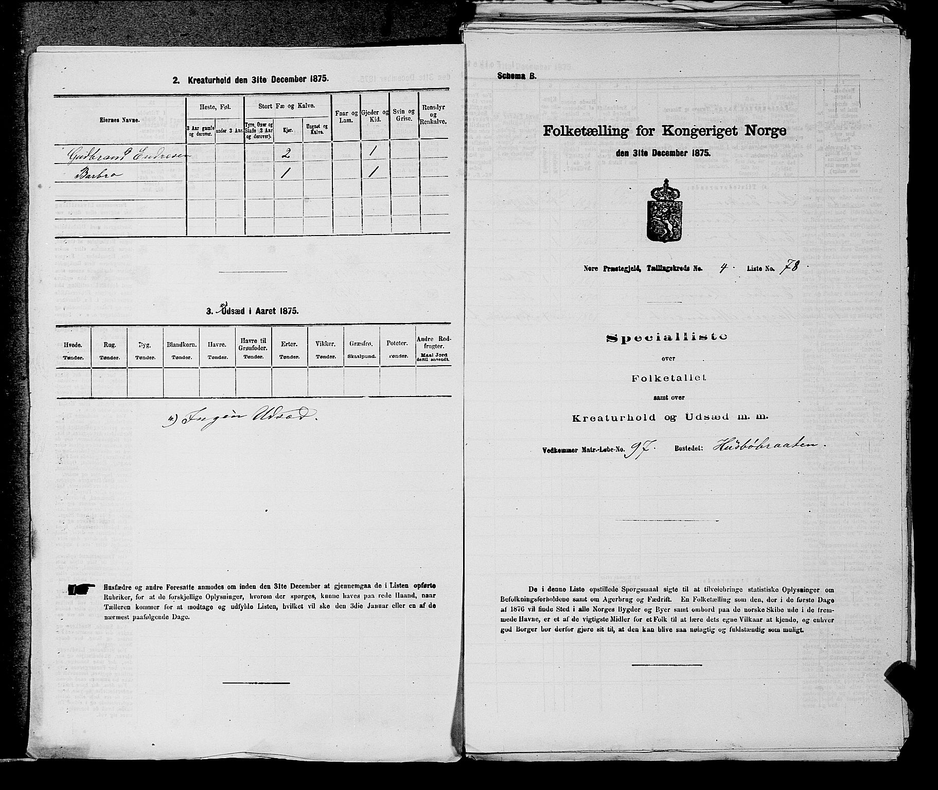 SAKO, 1875 census for 0633P Nore, 1875, p. 462