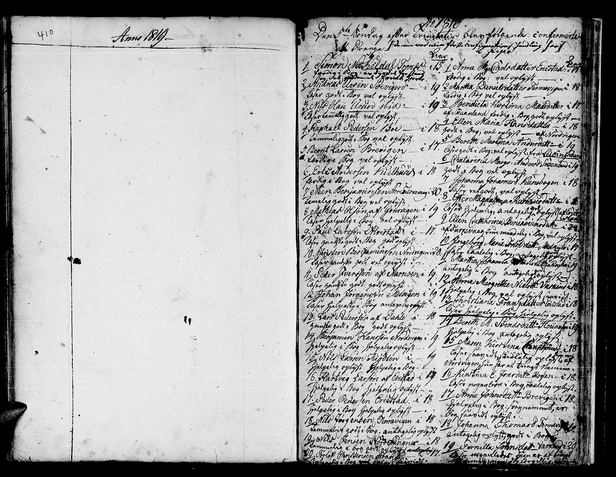 Trondenes sokneprestkontor, AV/SATØ-S-1319/H/Ha/L0005kirke: Parish register (official) no. 5, 1804-1820, p. 410-411