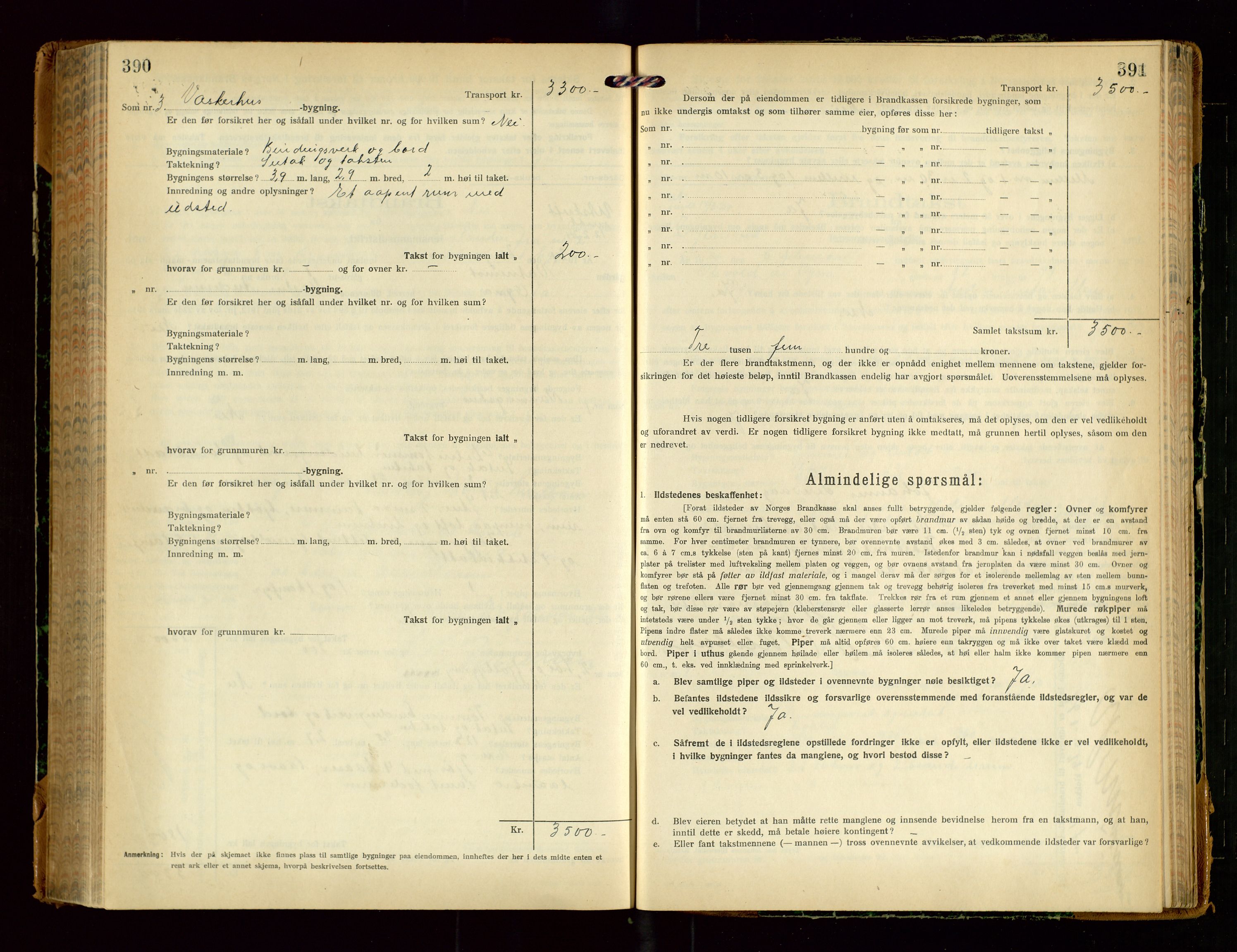 Eigersund lensmannskontor, SAST/A-100171/Gob/L0004: "Branntakstprotokoll", 1921-1925, p. 390-391