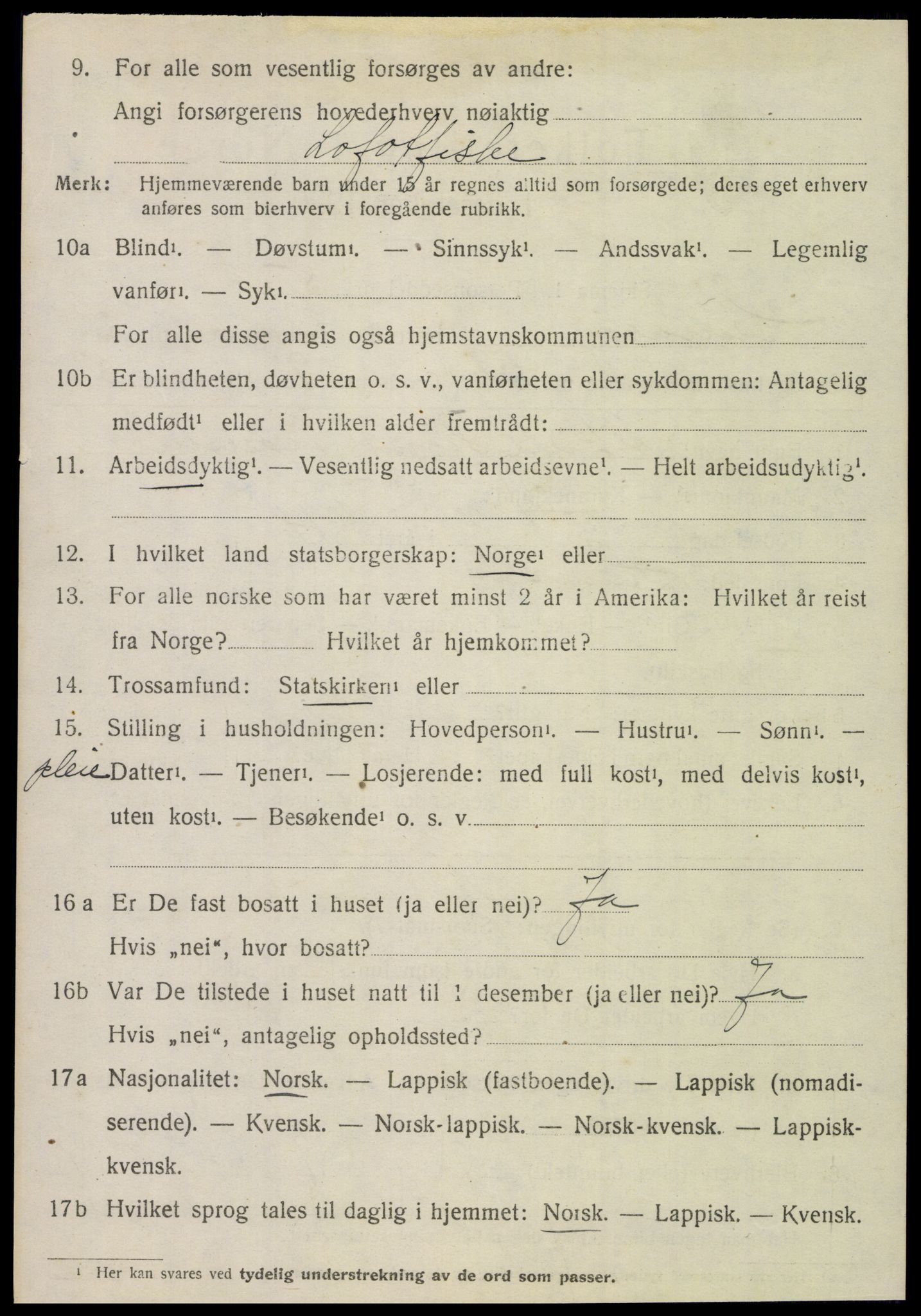 SAT, 1920 census for Hamarøy, 1920, p. 2101