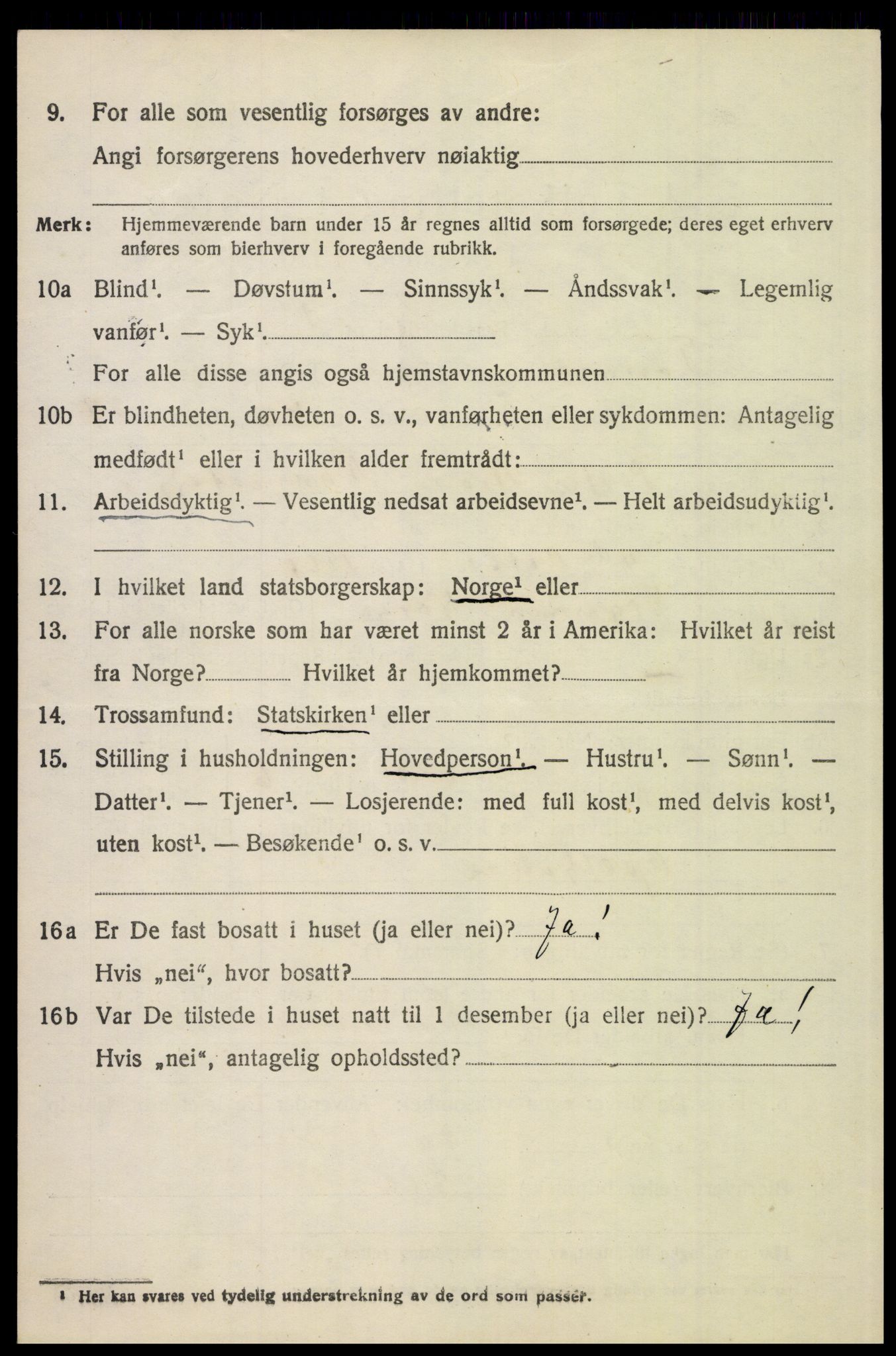 SAH, 1920 census for Tynset, 1920, p. 5467