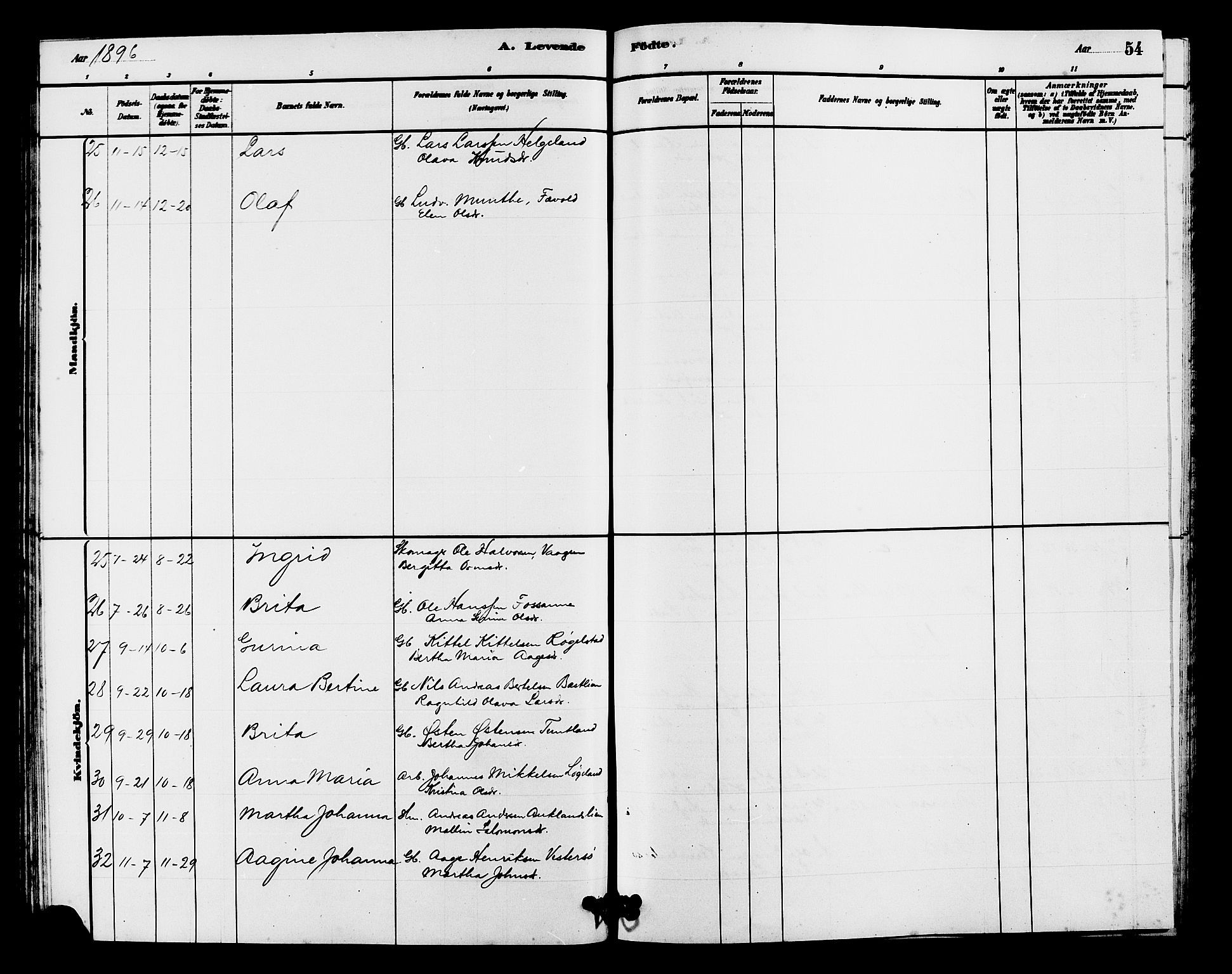 Hjelmeland sokneprestkontor, AV/SAST-A-101843/01/V/L0007: Parish register (copy) no. B 7, 1880-1909, p. 54