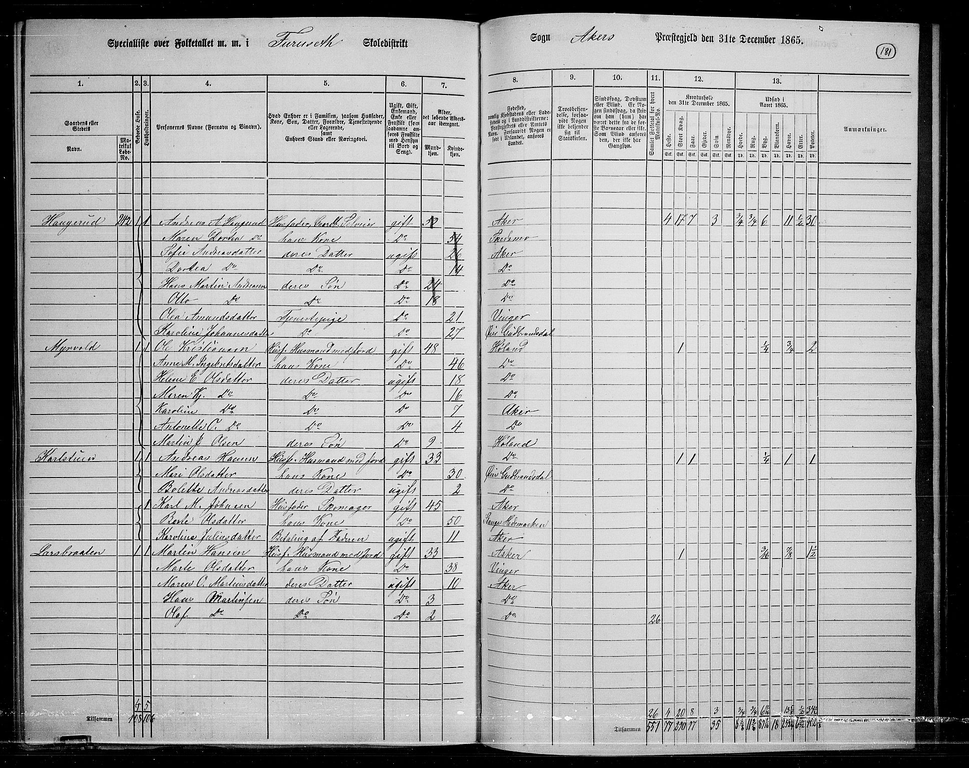 RA, 1865 census for Østre Aker, 1865, p. 170