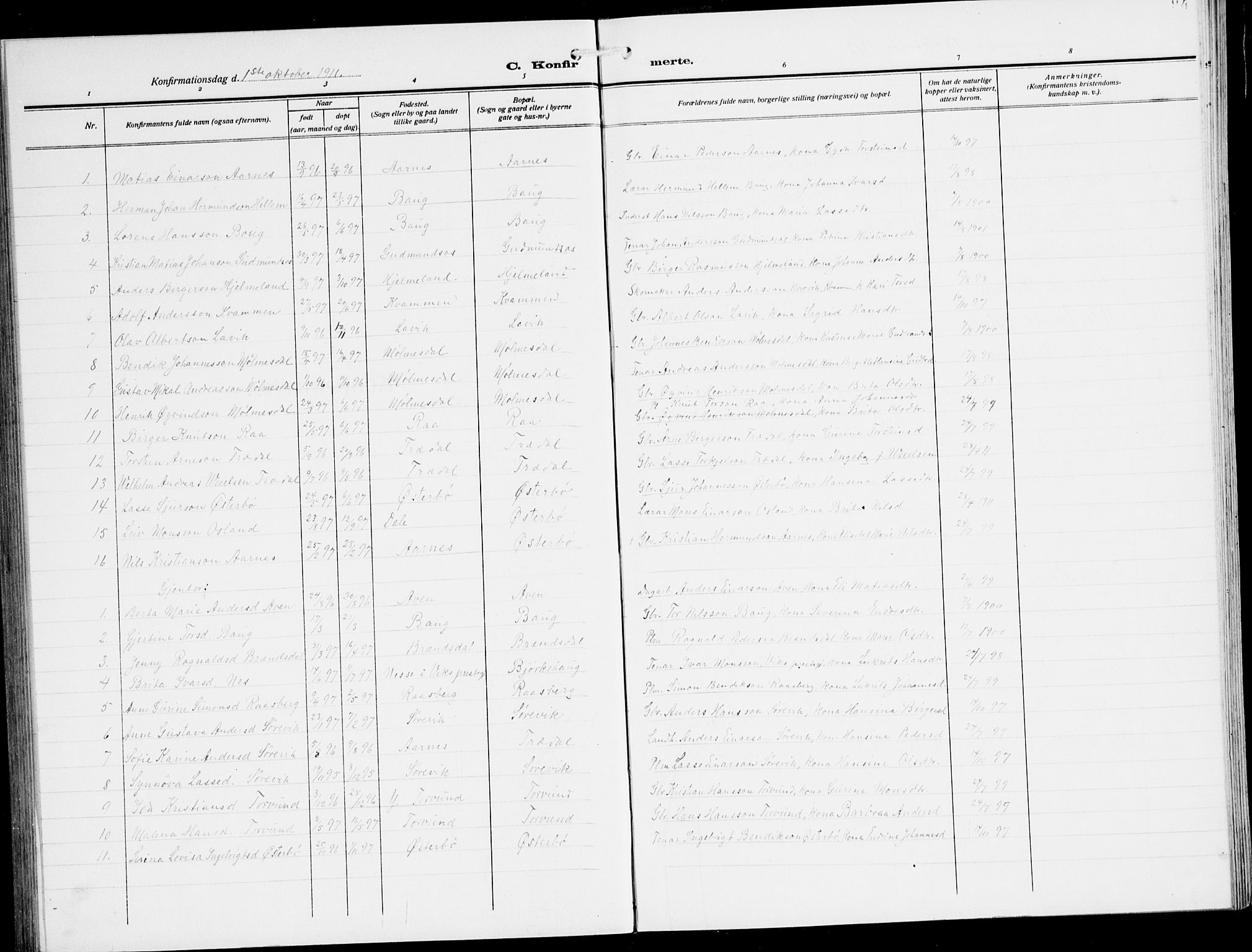 Lavik sokneprestembete, AV/SAB-A-80901: Parish register (copy) no. A 3, 1911-1942, p. 94