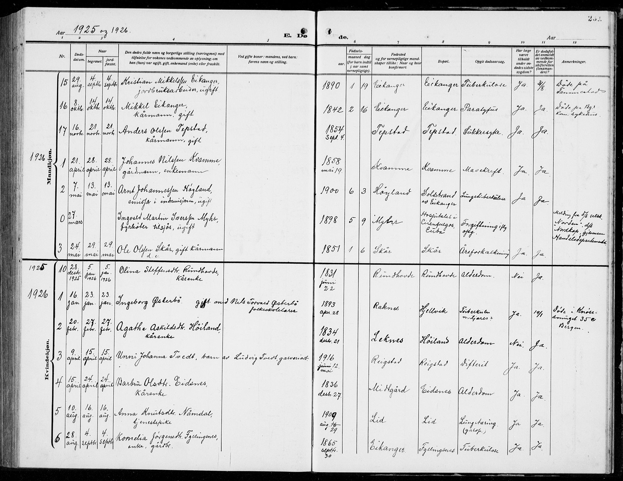 Hamre sokneprestembete, AV/SAB-A-75501/H/Ha/Hab: Parish register (copy) no. B 5, 1920-1940, p. 231