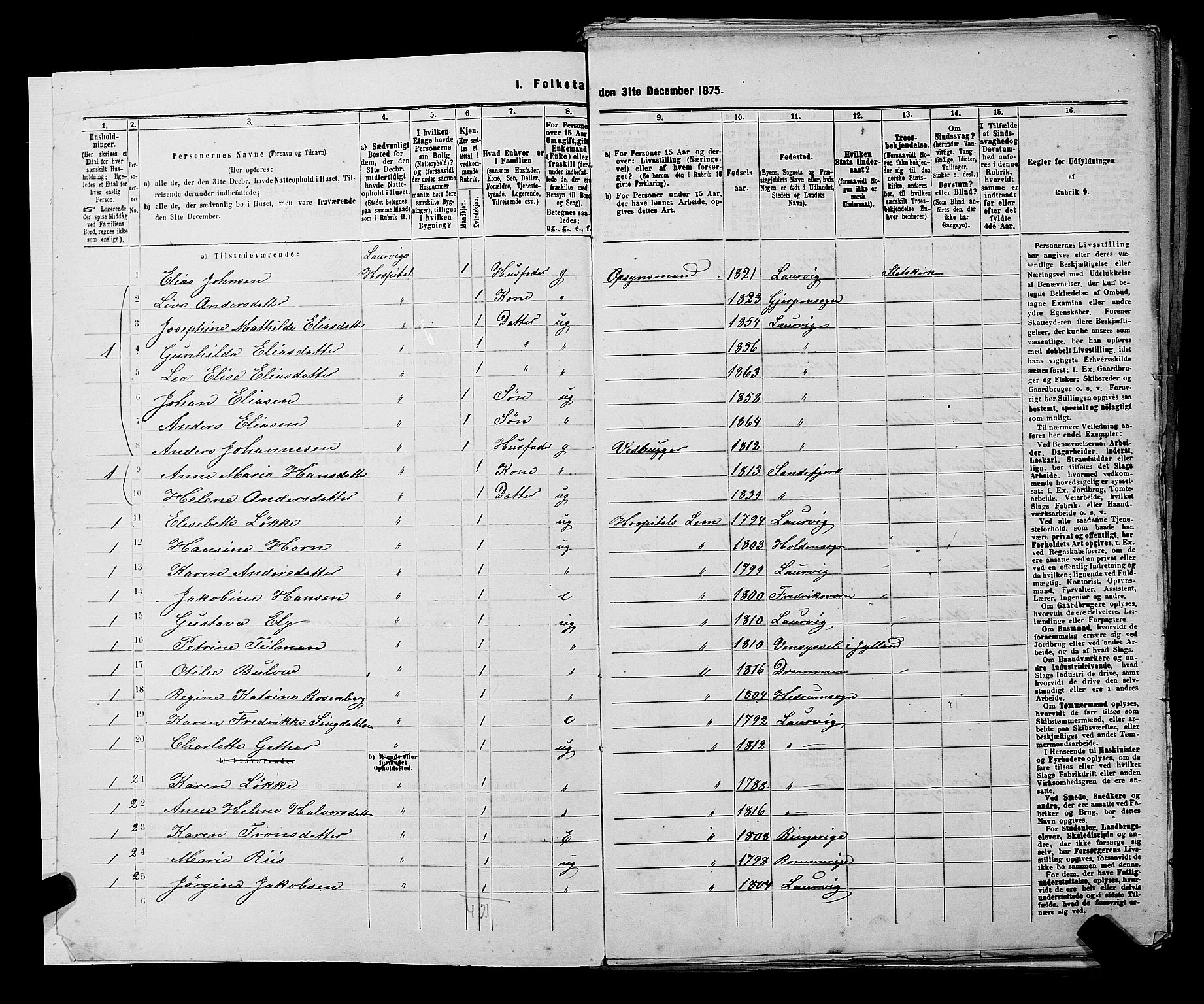 SAKO, 1875 census for 0707P Larvik, 1875, p. 27