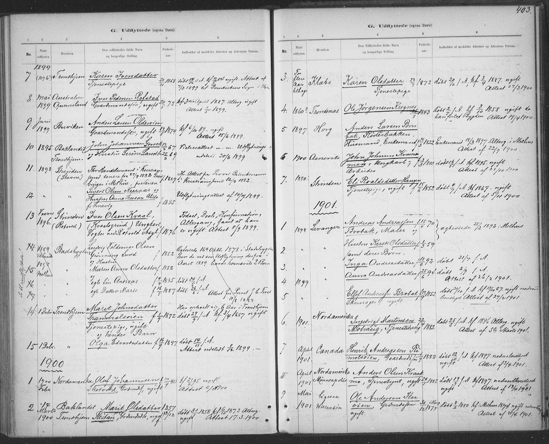 Ministerialprotokoller, klokkerbøker og fødselsregistre - Sør-Trøndelag, SAT/A-1456/691/L1085: Parish register (official) no. 691A17, 1887-1908, p. 403